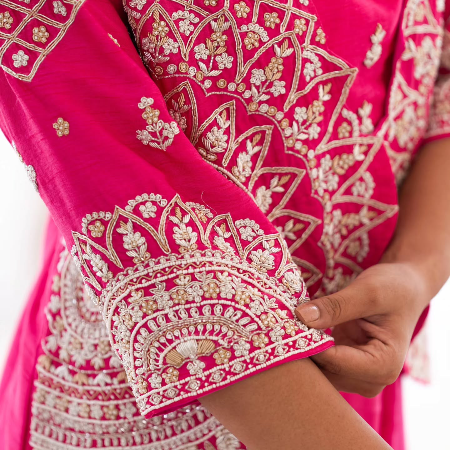 Rani pink dupien silk and heavy satin jacket