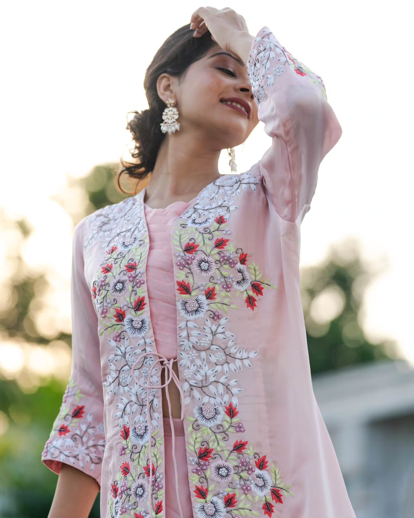 Serenesky light peach jacket dress