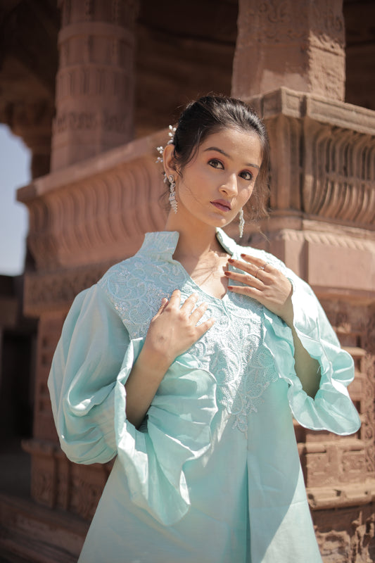 Aqua Blue Peplum set