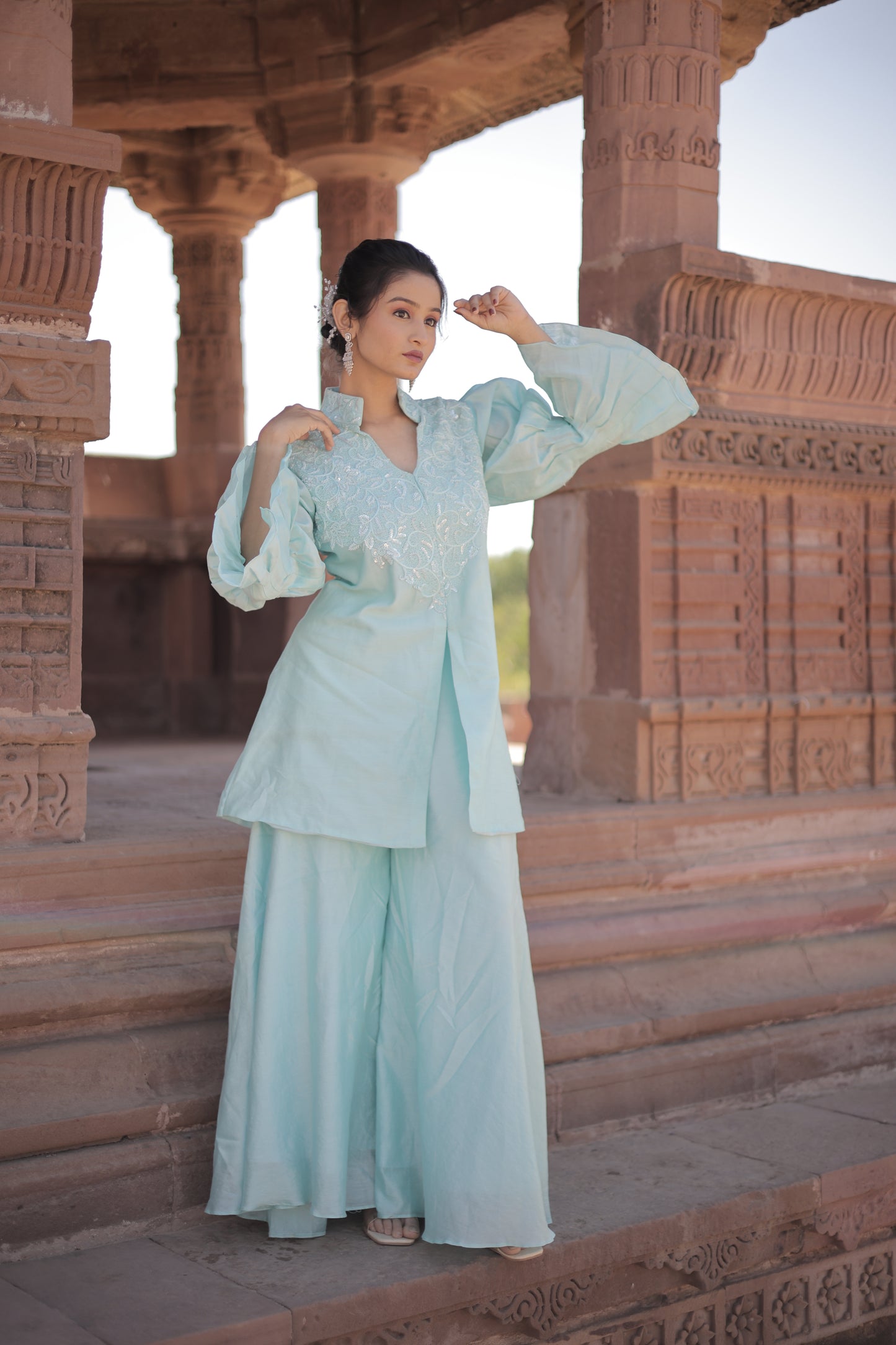 Aqua Blue Peplum set