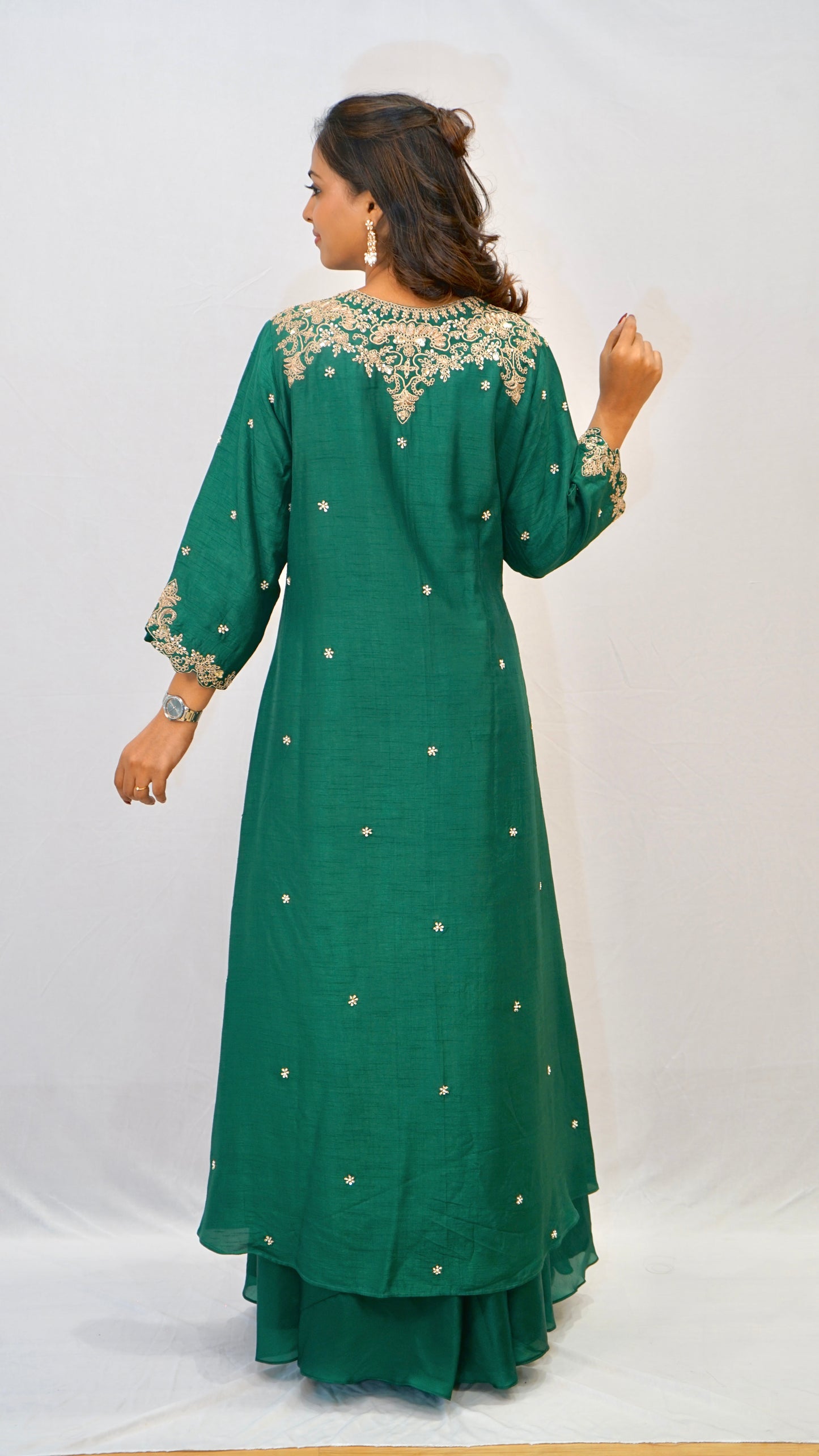 Green with golden work Kurta set