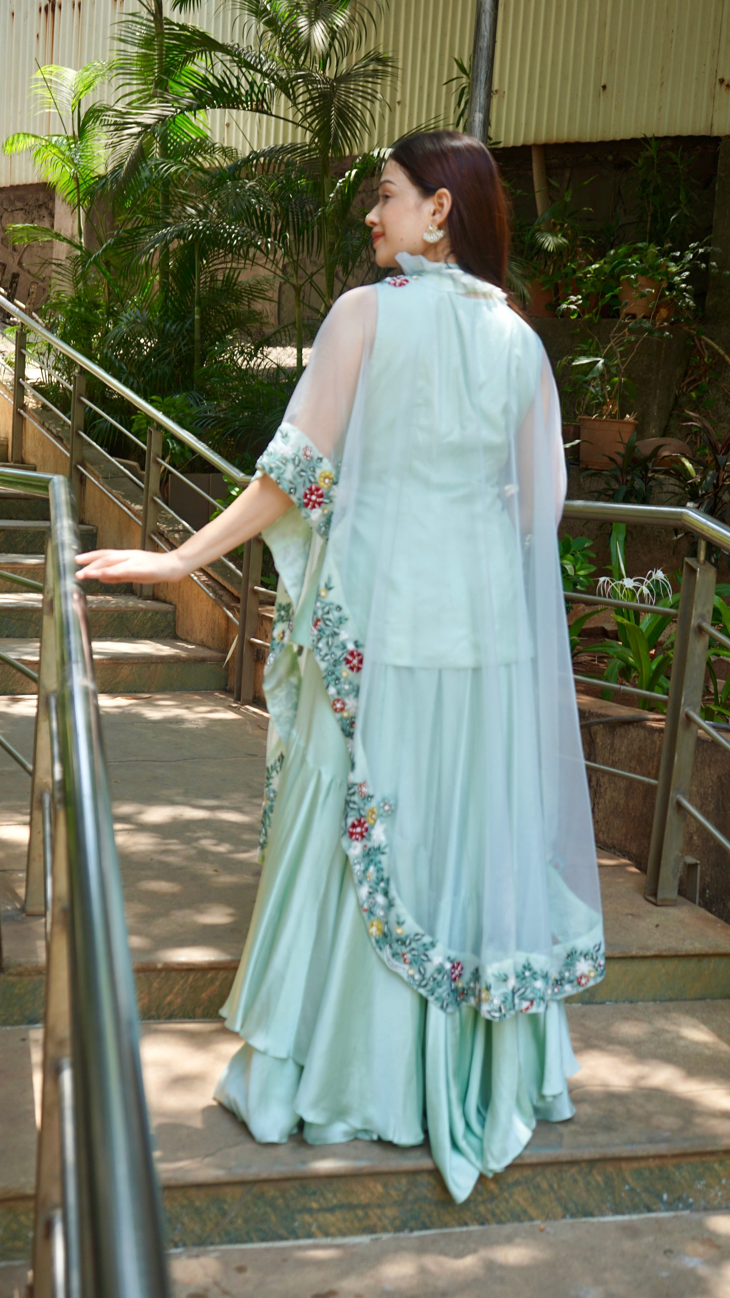 Aqua Blue Heavy work with cape