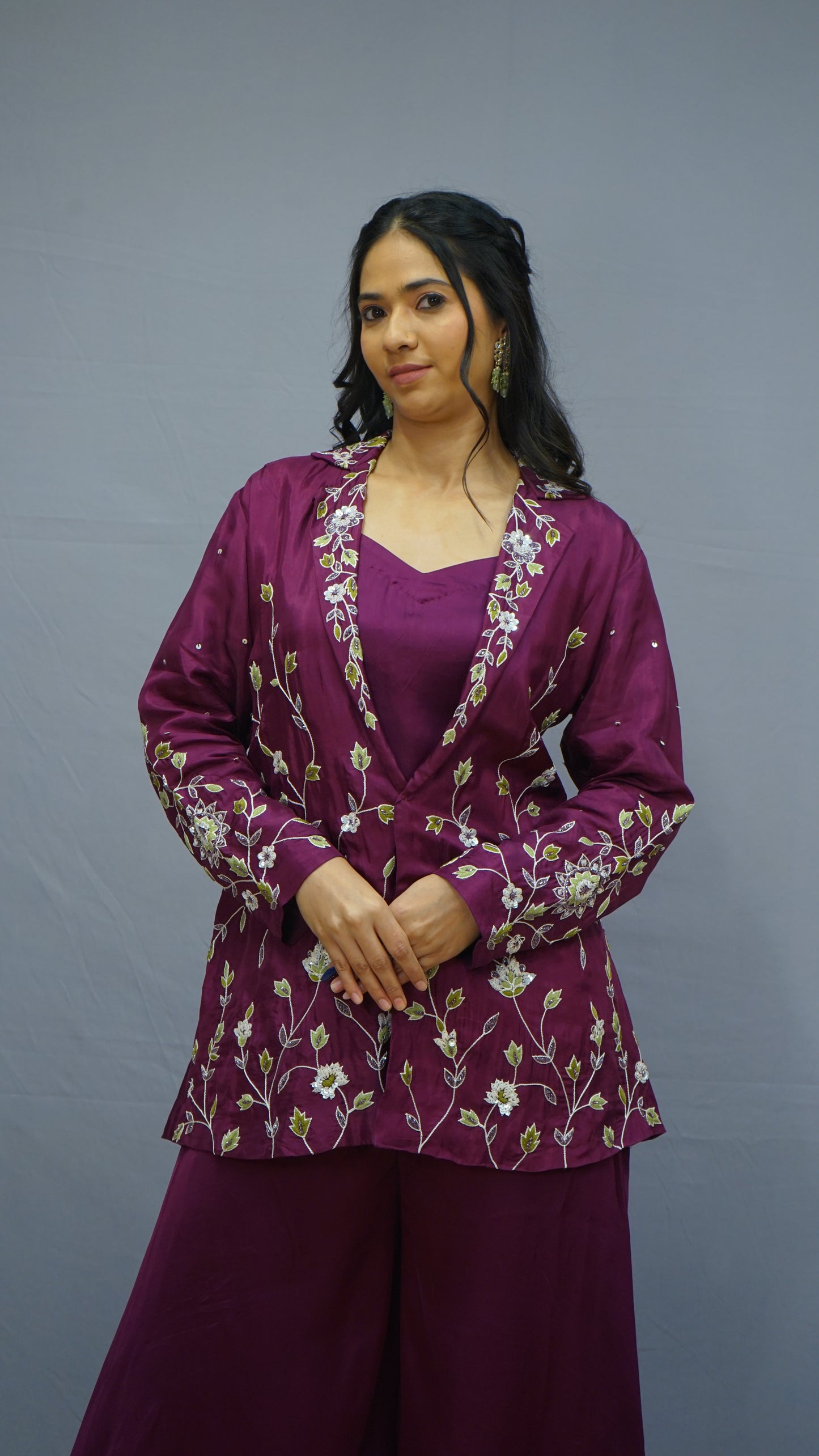 Embroidered Jacket with Lehenga plazzo