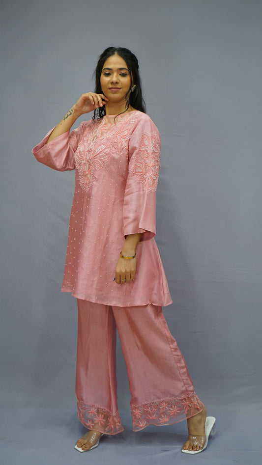 Blush Pink Hand-Embroidered Co-ord Set 🌸