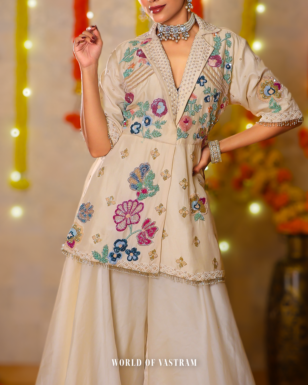Cream Blazer peplum style dress