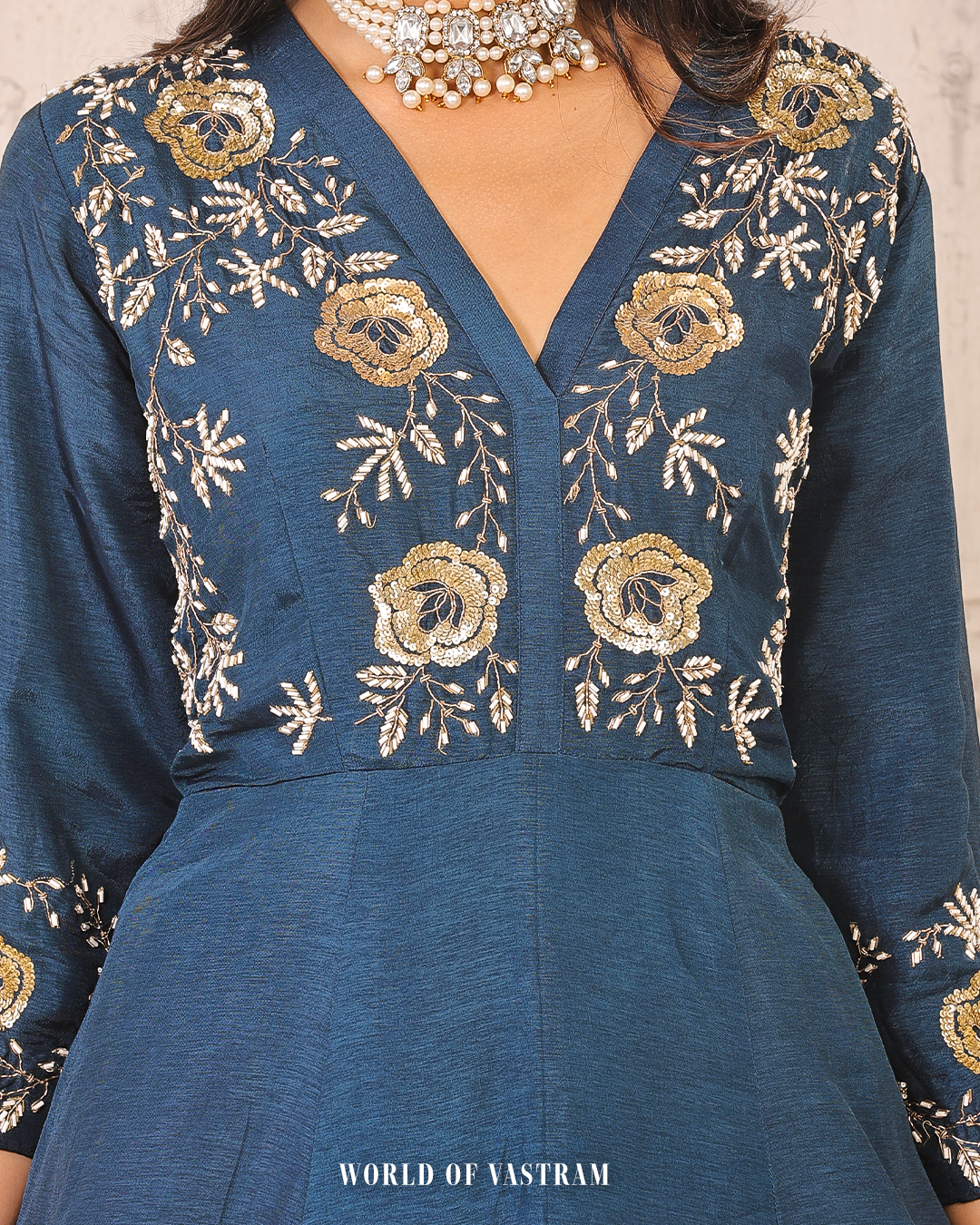 Navy blue Indo-Western Lehenga