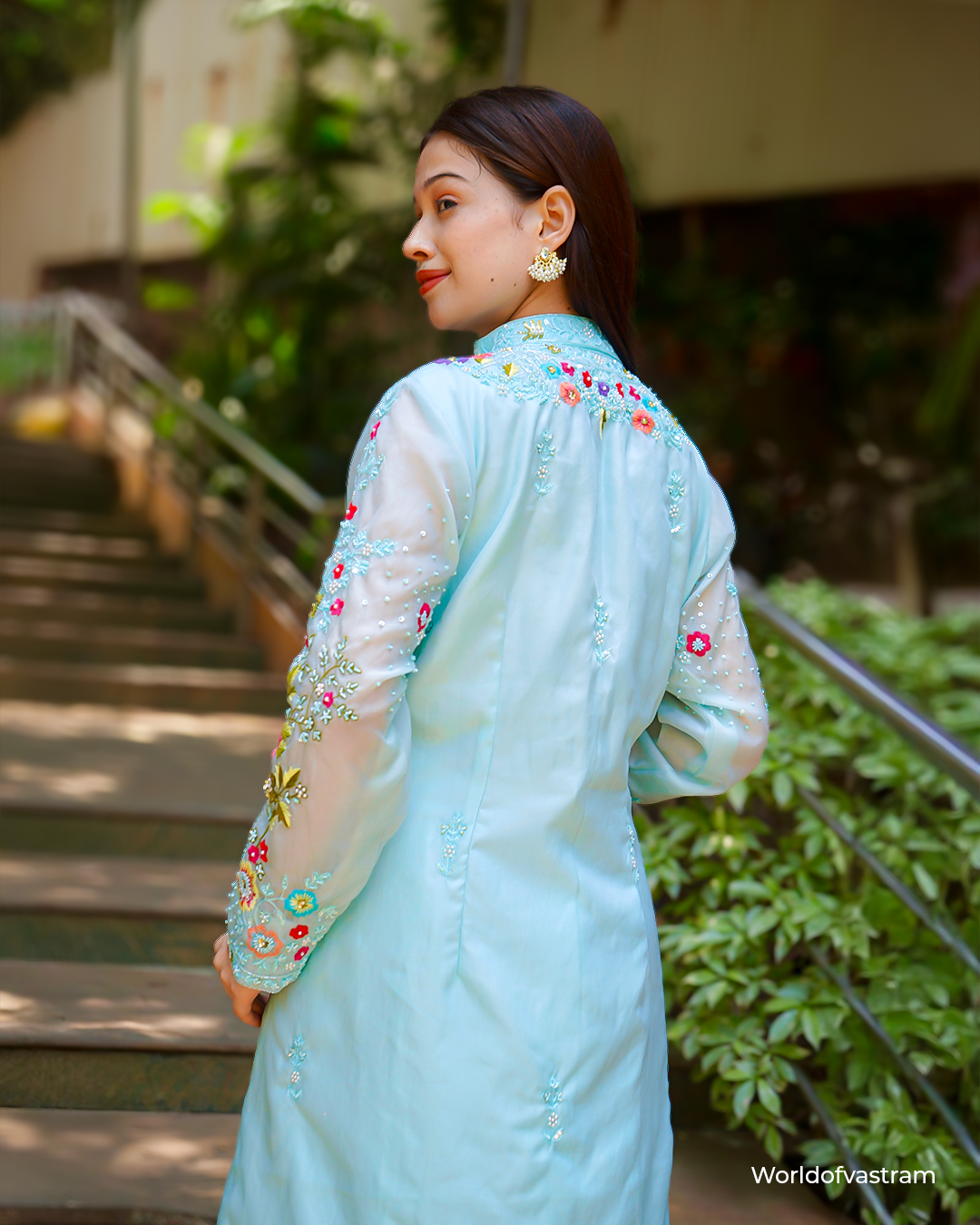 Artic Blue full heavy anarkali + skirt