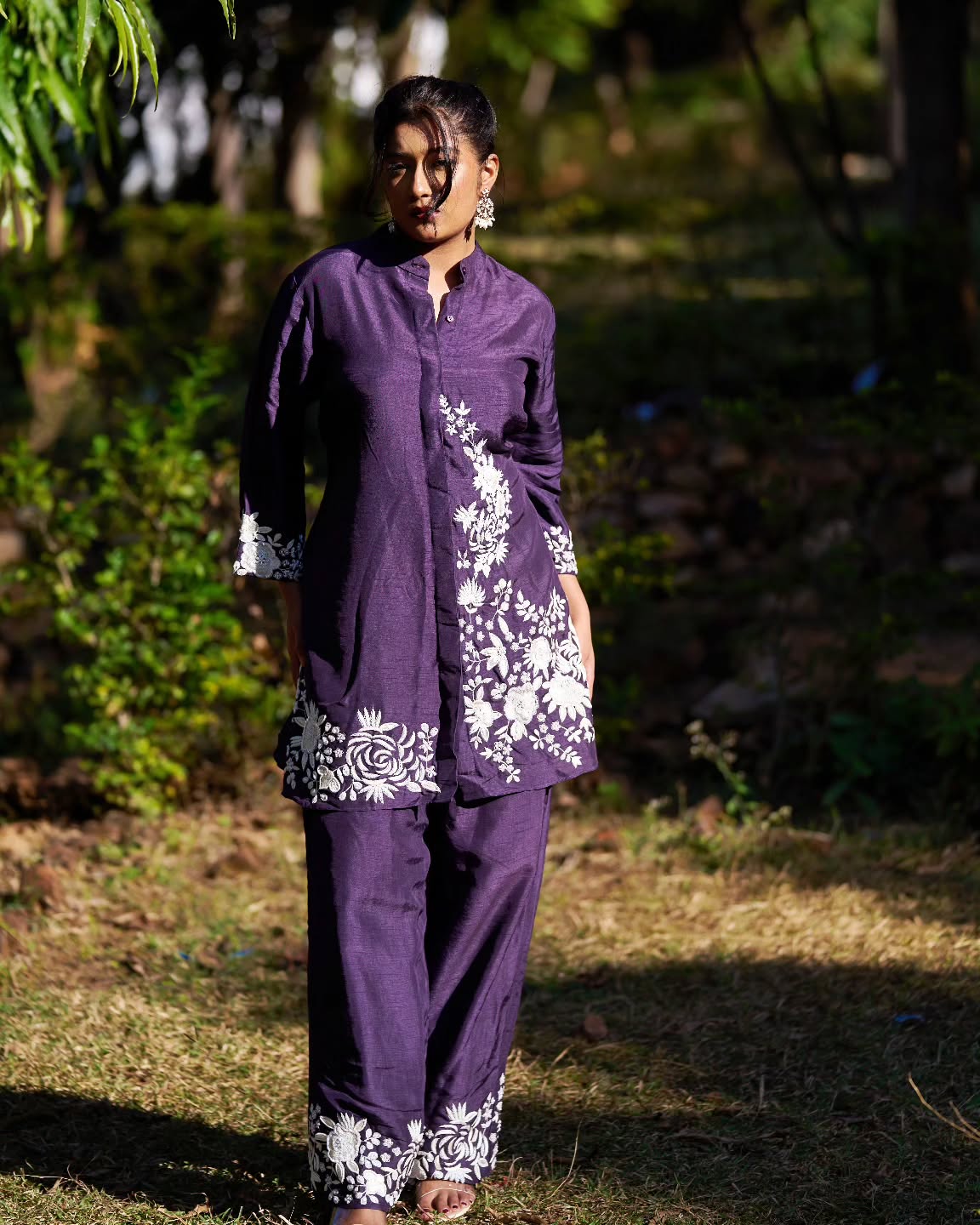 Purple embroidered co-ord set,