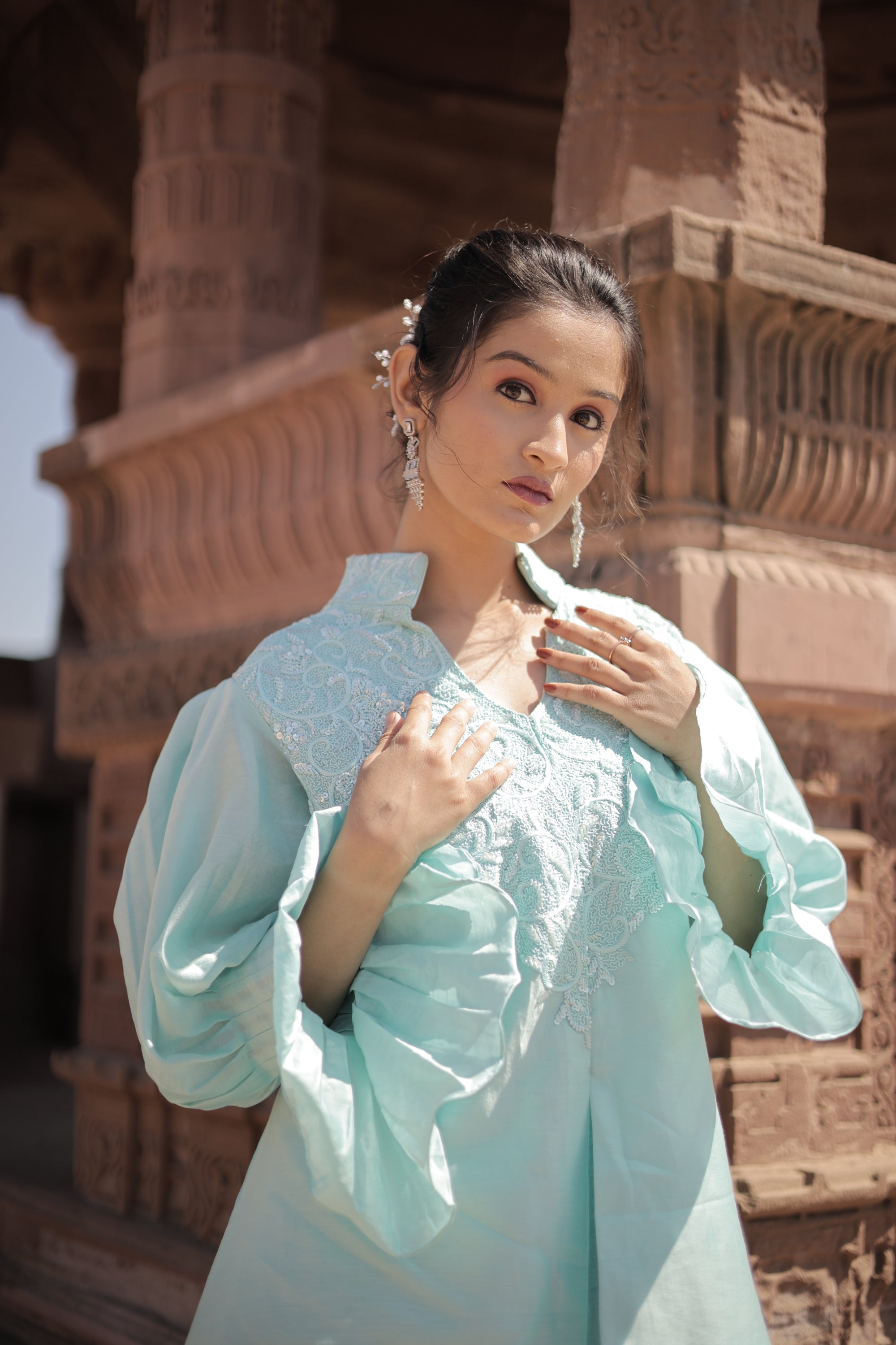 Aqua Blue Peplum set