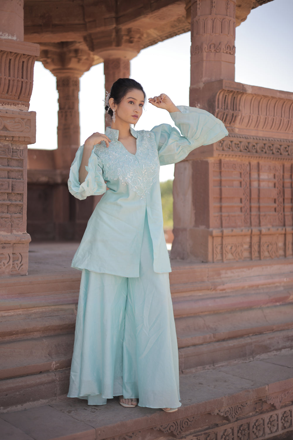 Aqua Blue Peplum set