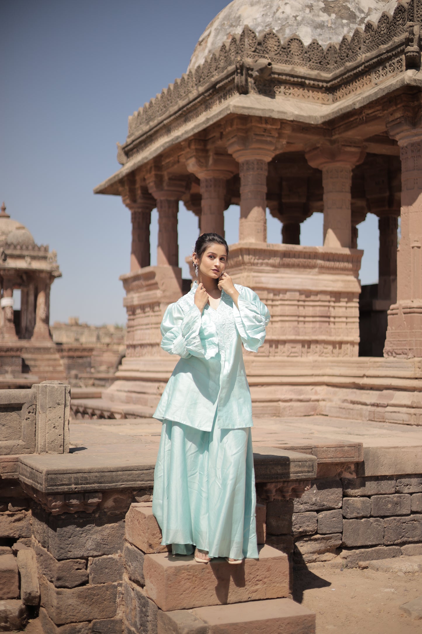 Aqua Blue Peplum set