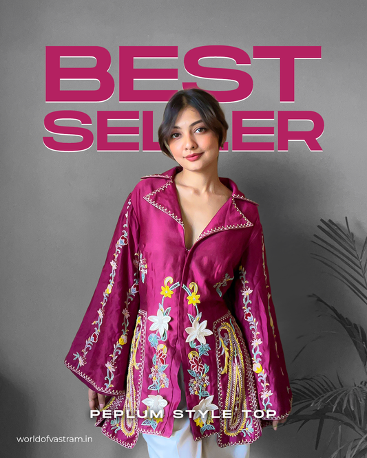 Wine chanderi silk top