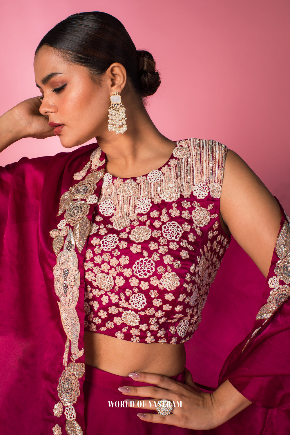 Fuchsia Ruffle Drape Set