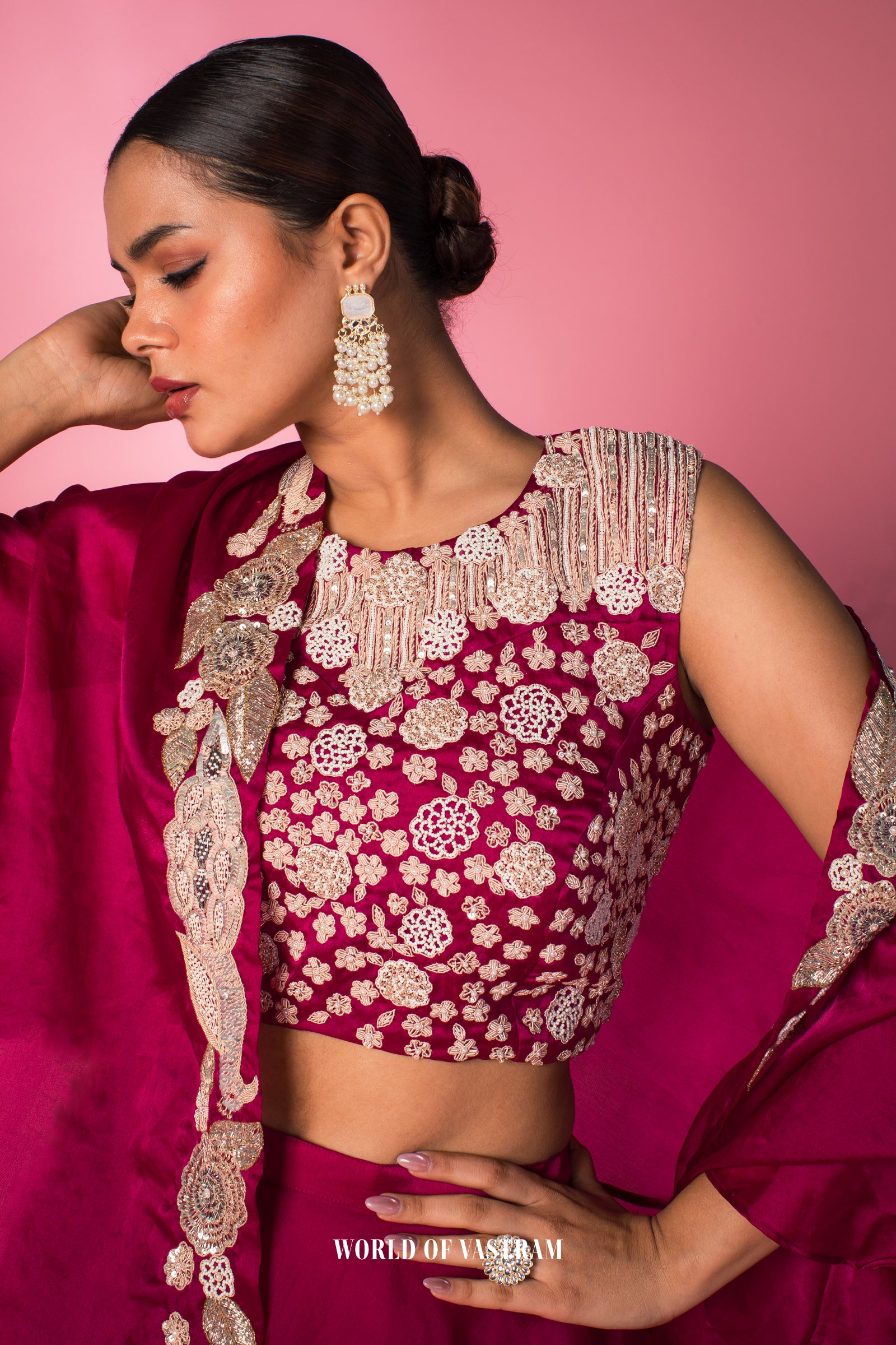 Fuchsia Ruffle Drape Set