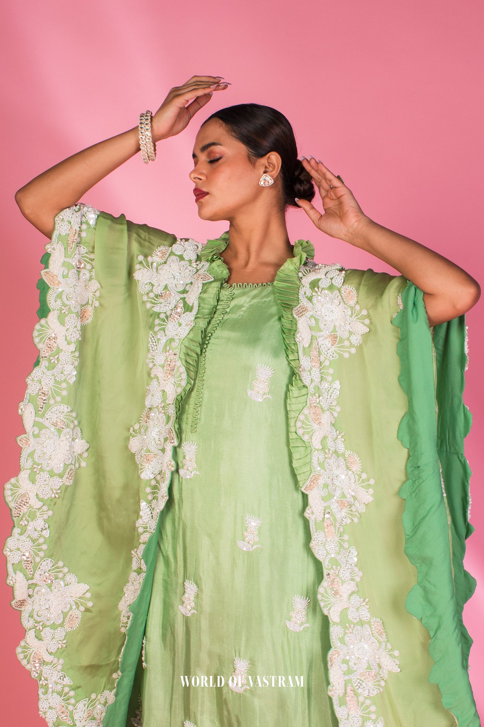 Embroidered Cape Kurta Set