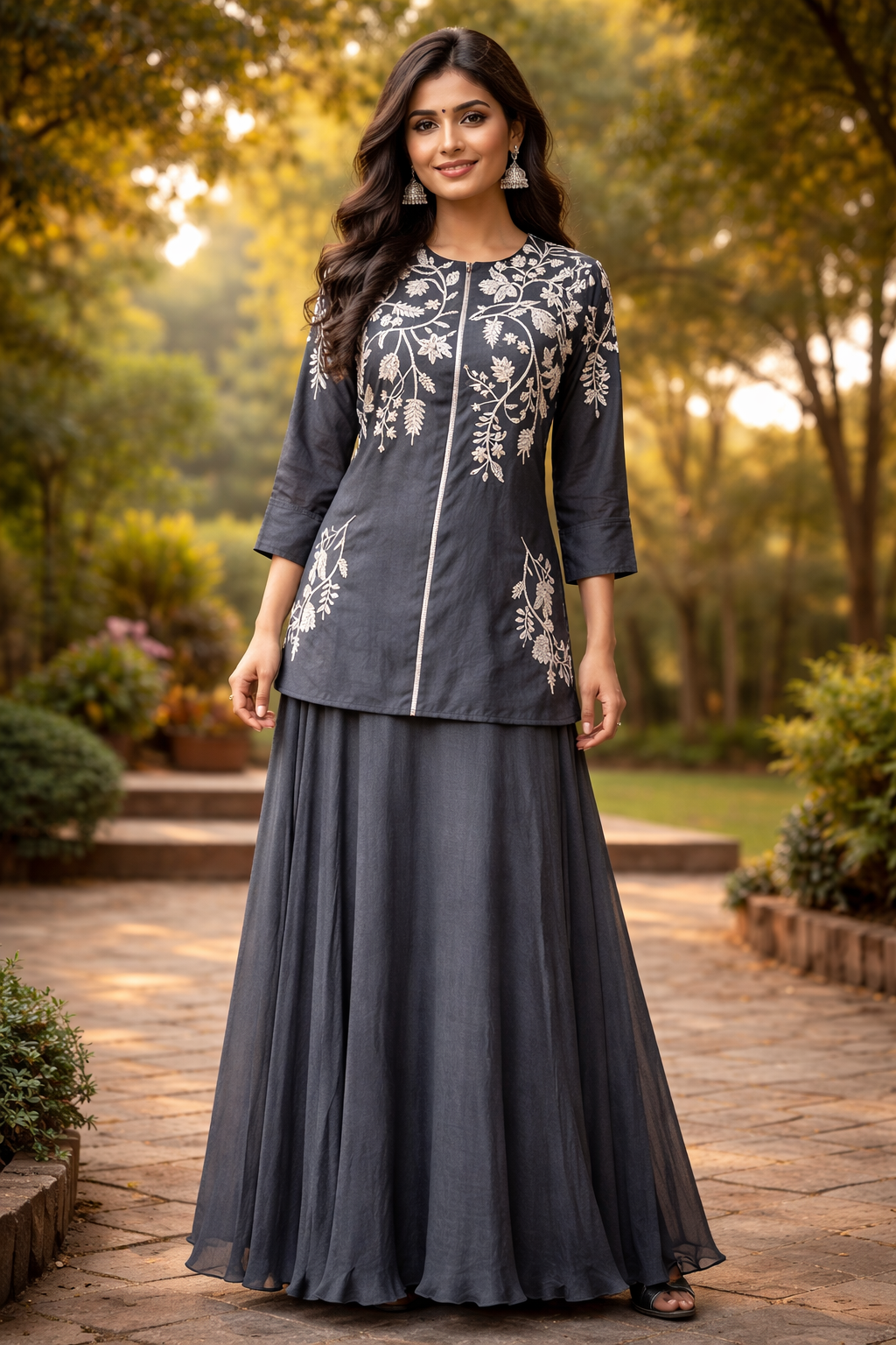 charcoal black zip top and pant set