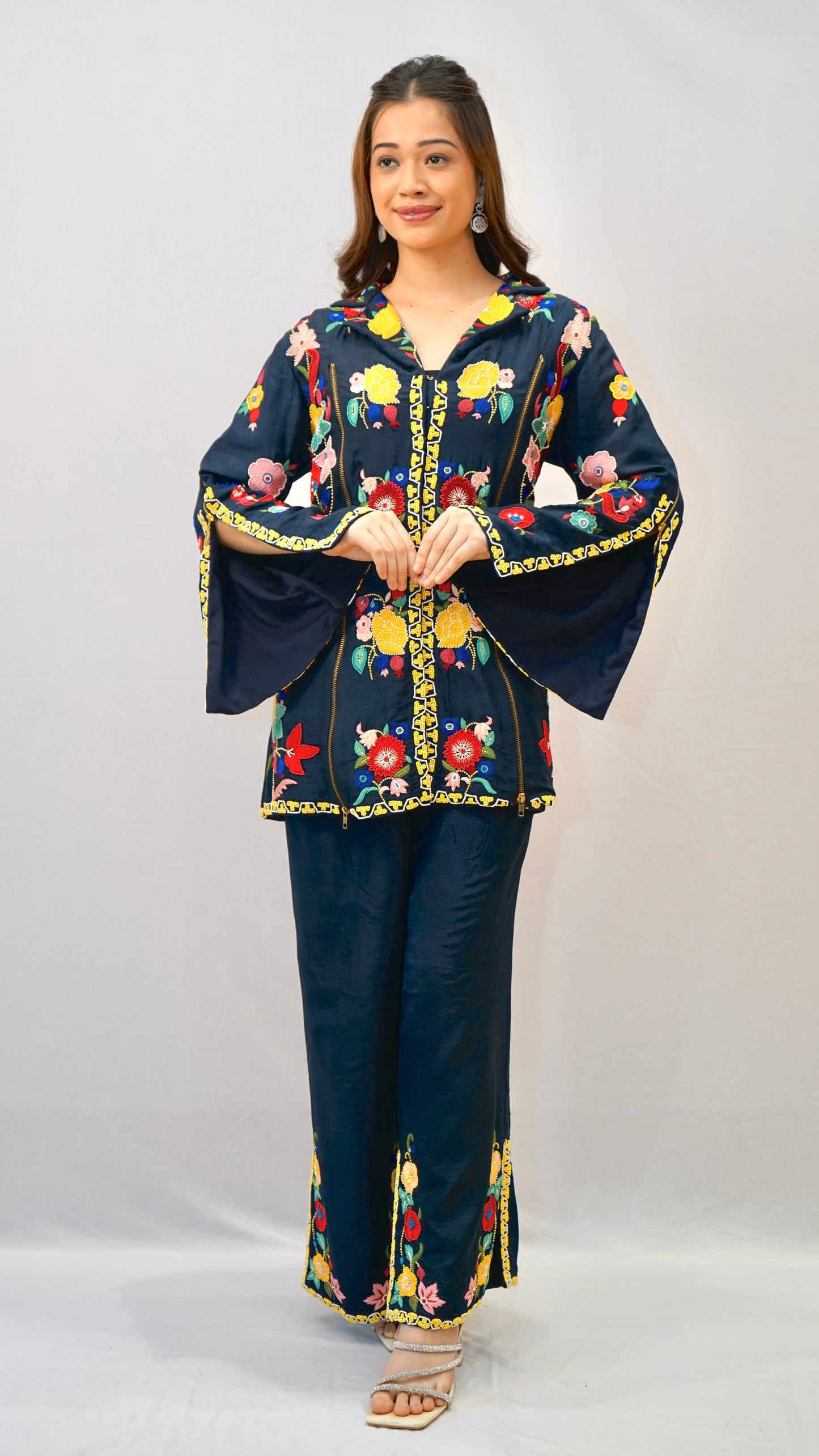 Blue Colourful work Coord set