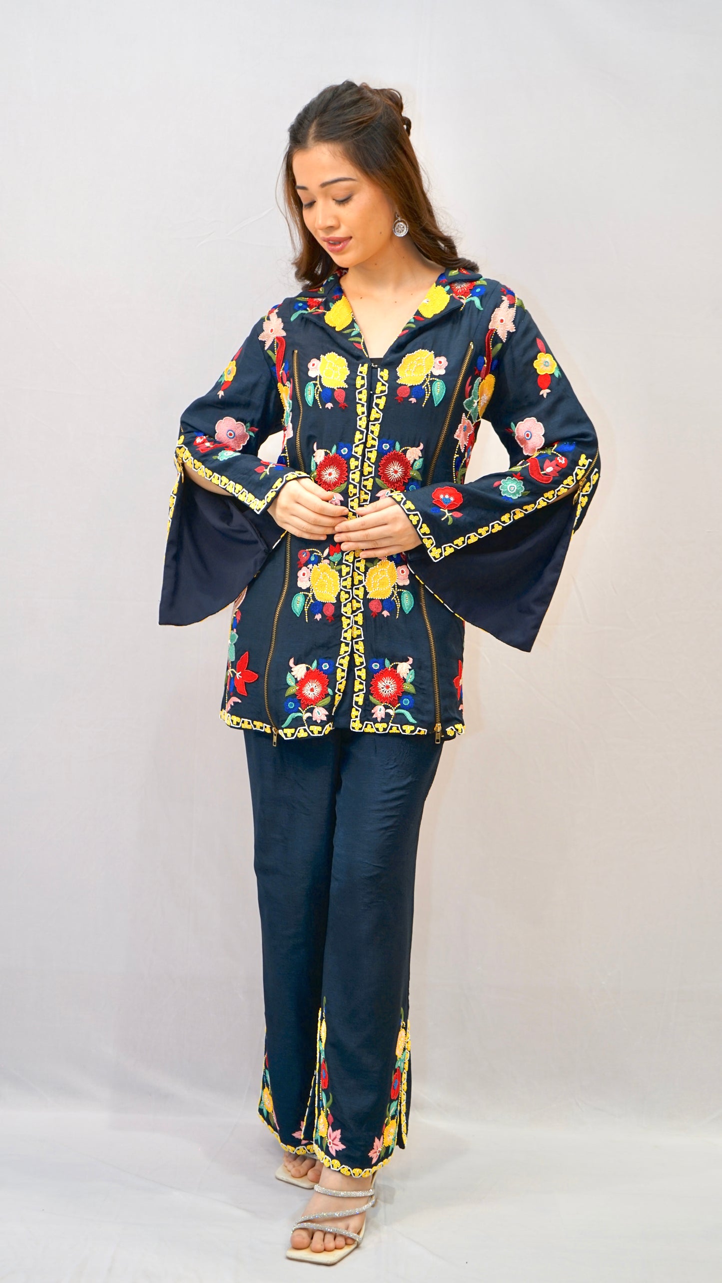 Blue Colourful work Coord set