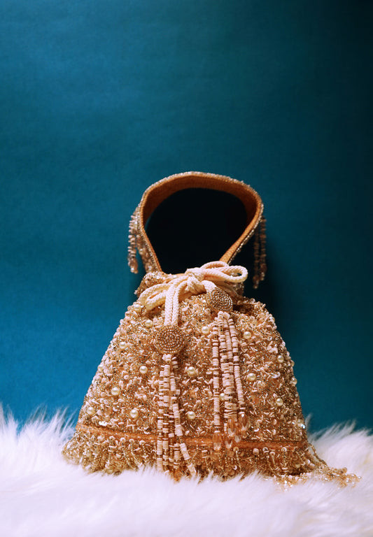 Golden Beadwork Potli