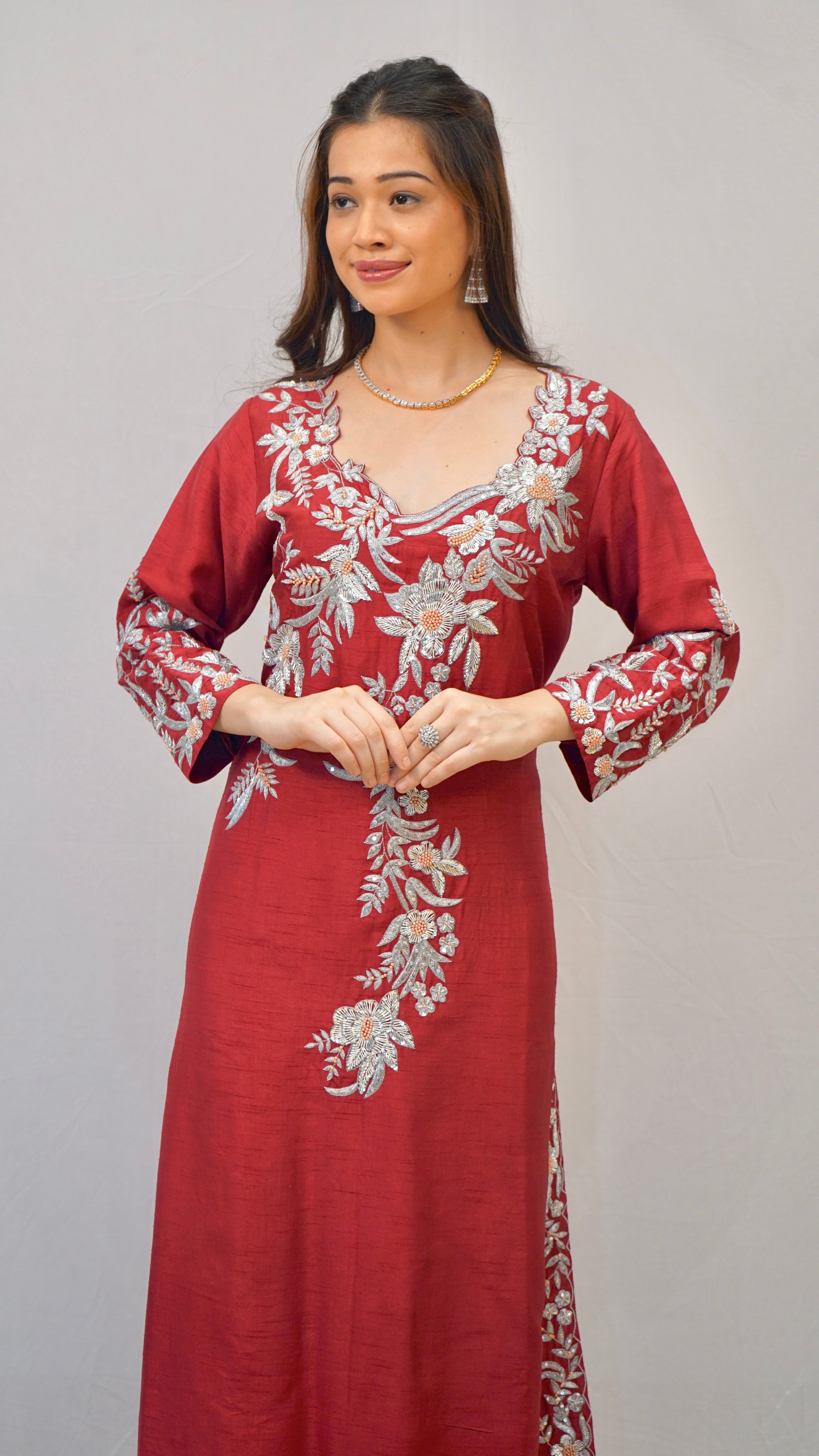 Red long dress