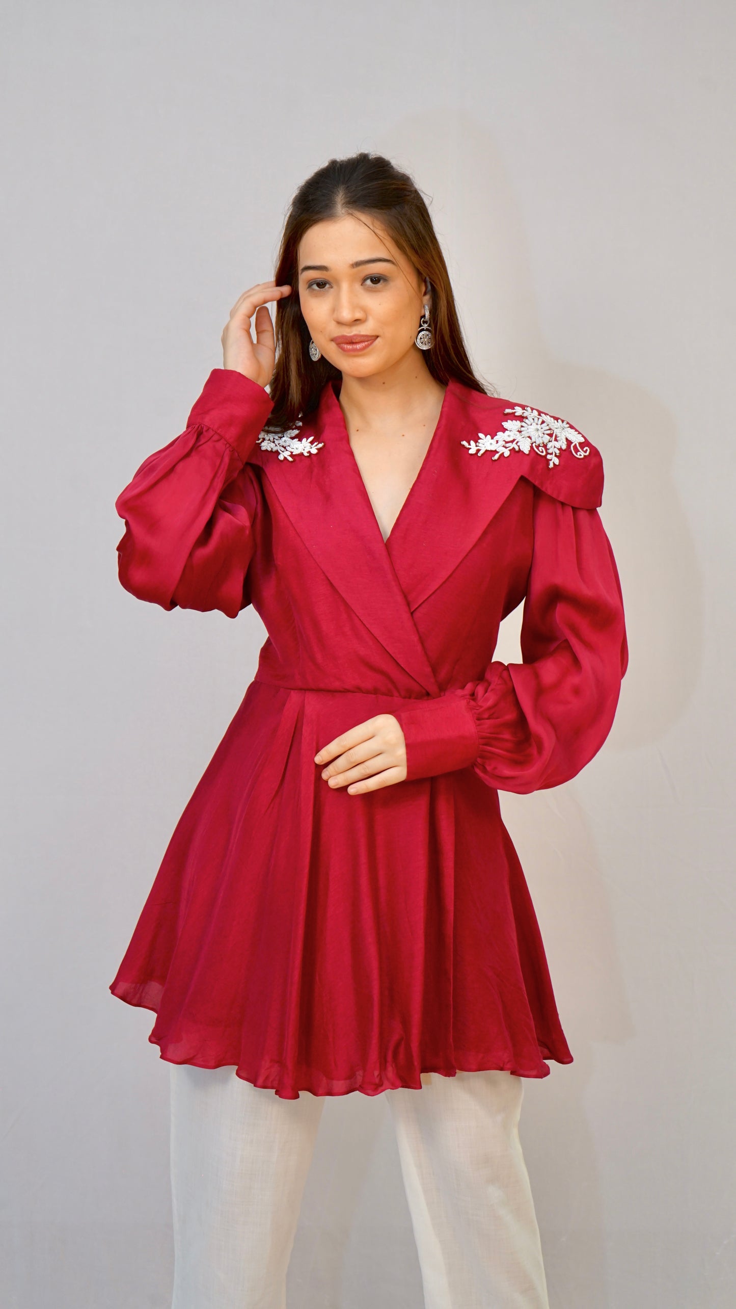 Wine Red Wrap Style Top