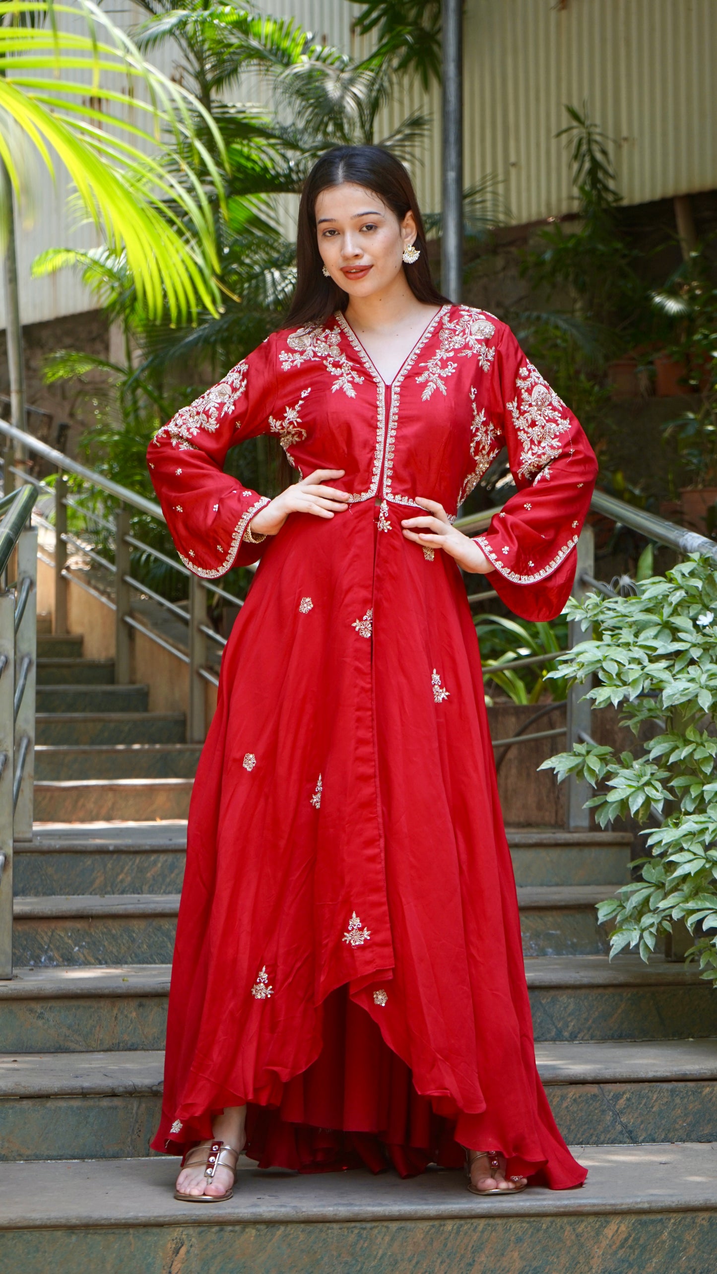 Red JR indowestern set