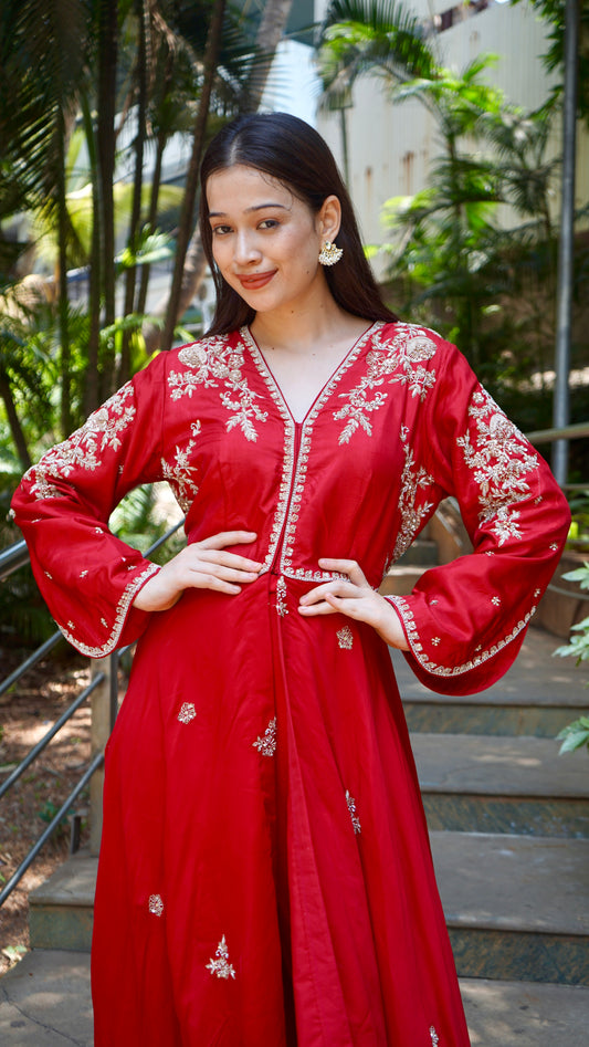 Red JR indowestern set