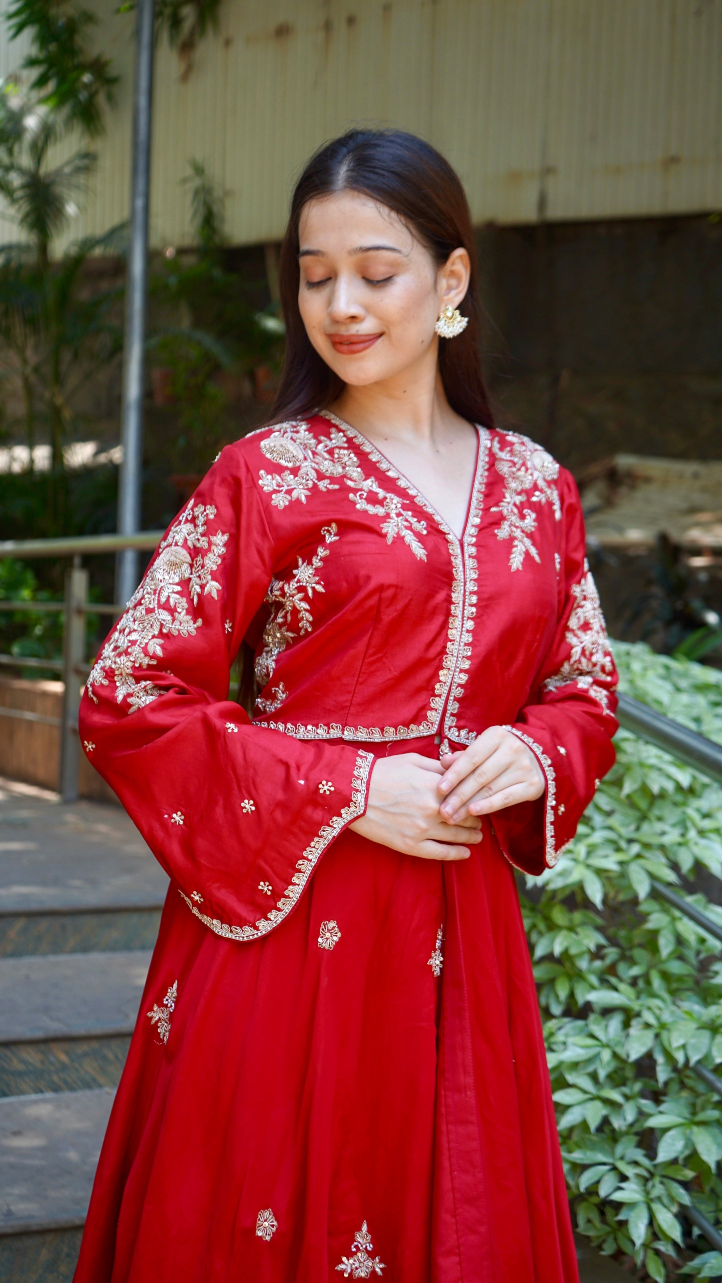 Red JR indowestern set