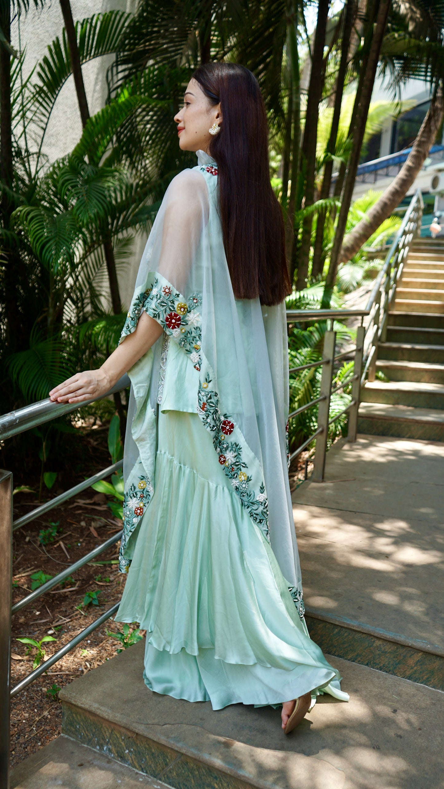 Aqua Blue Heavy work with cape