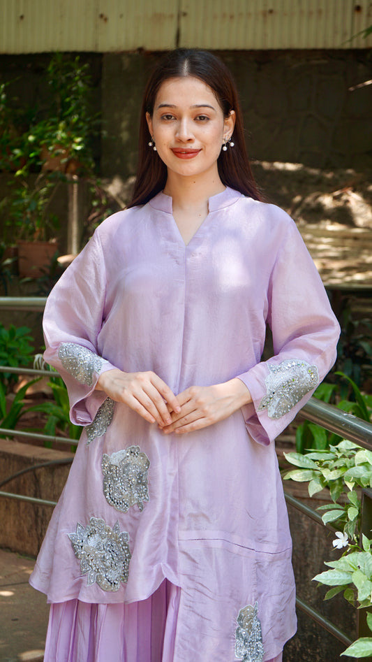 Lilac Silver Work Dress