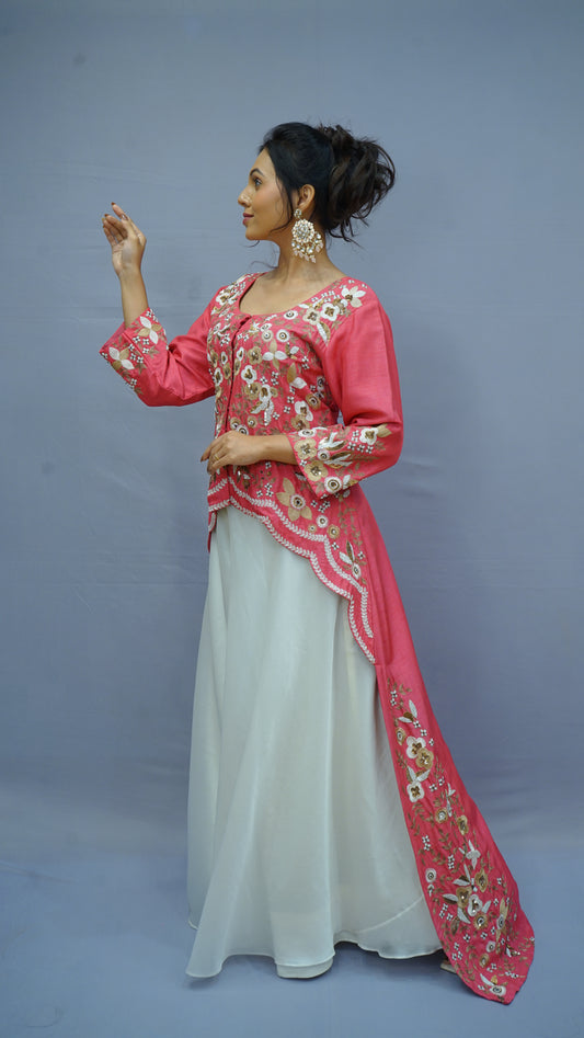 Embroidered High-Low Top with  Skirt ✨