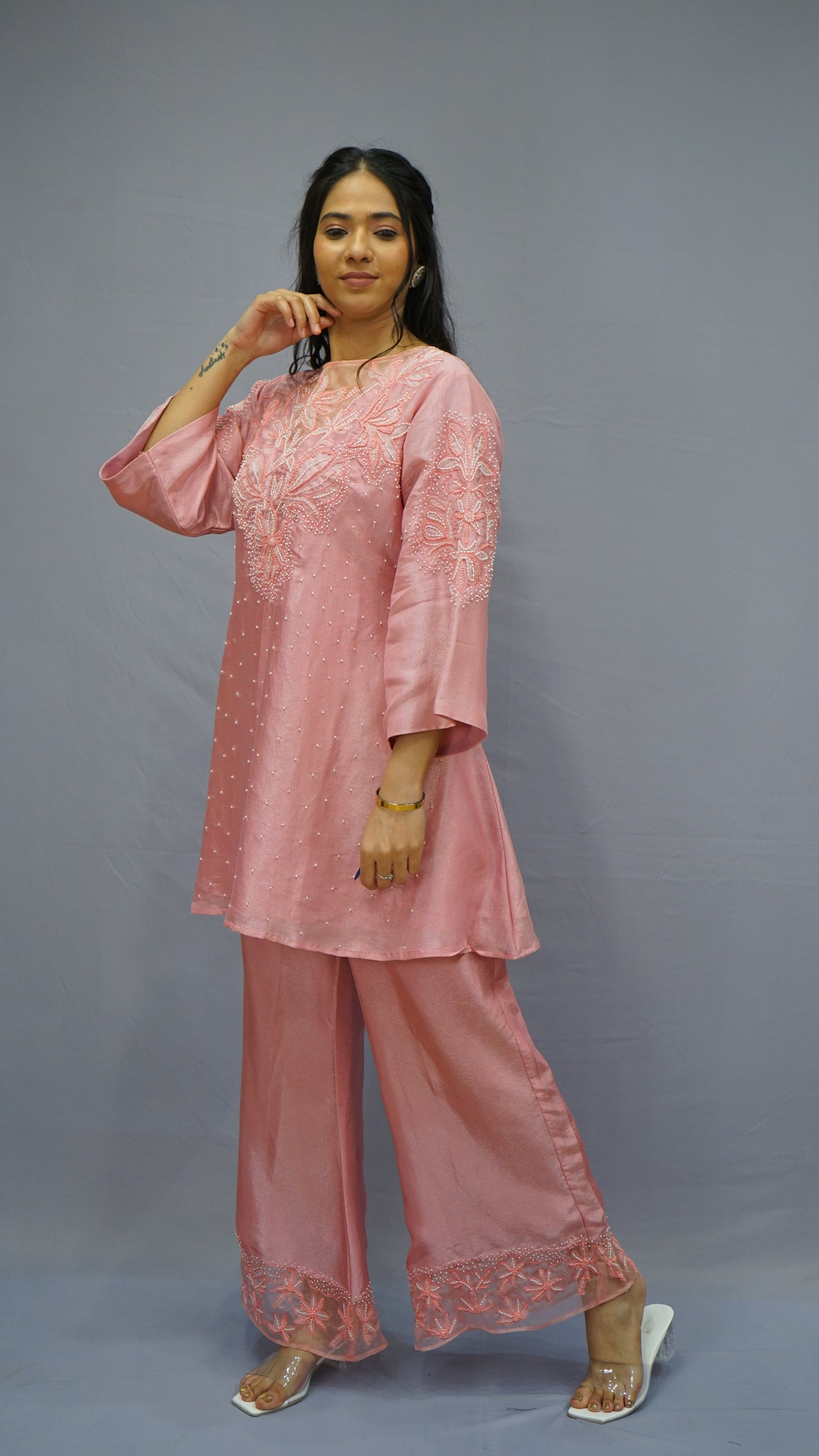 Blush Pink Hand-Embroidered Co-ord Set 🌸