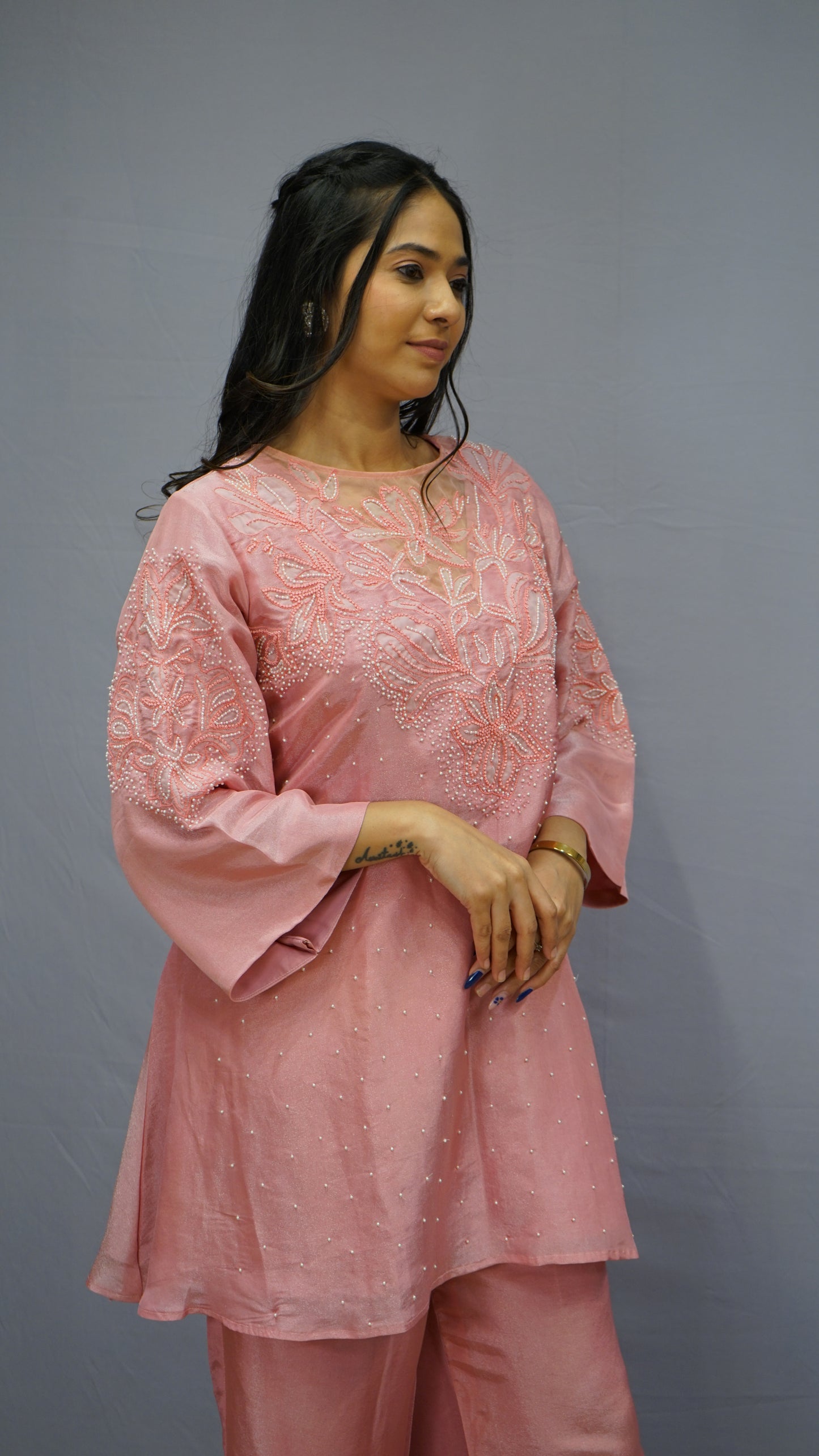 Blush Pink Hand-Embroidered Co-ord Set 🌸