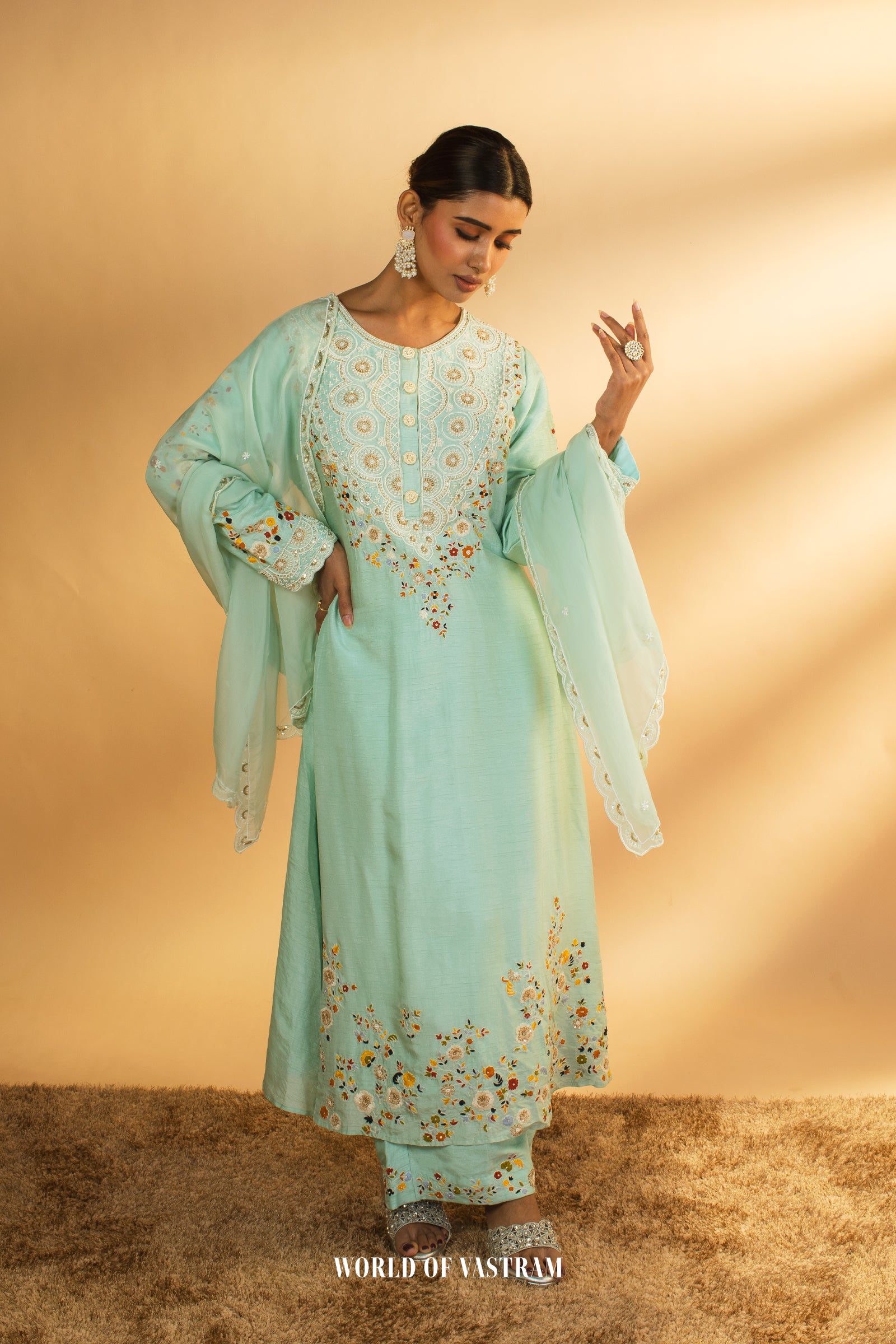 Aqua blue Kurta Set