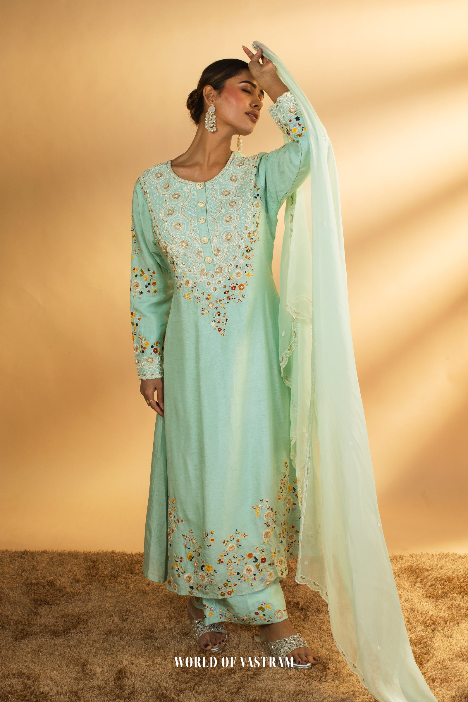 Aqua blue Kurta Set