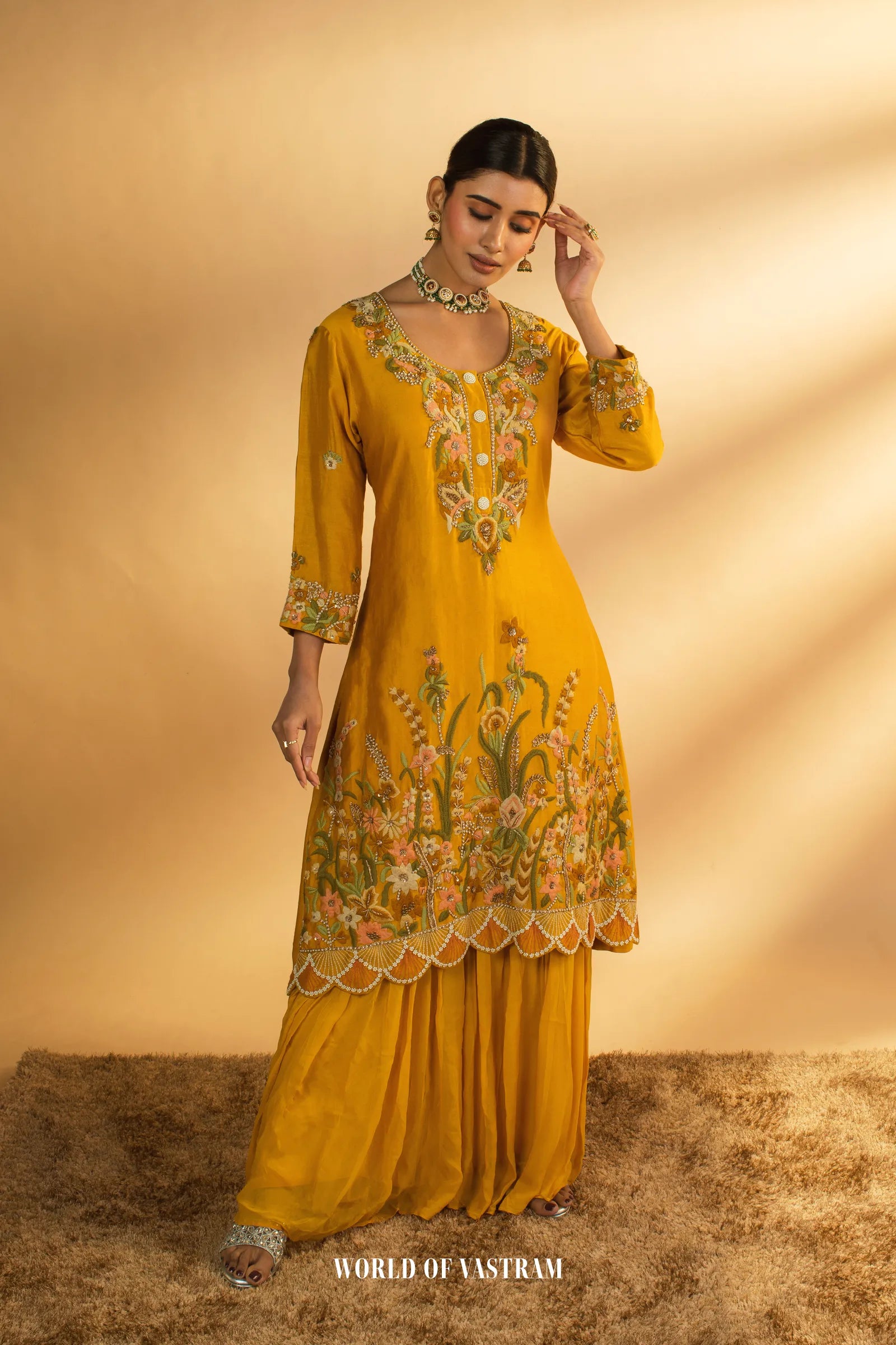 Mustard Yellow Sharara Set