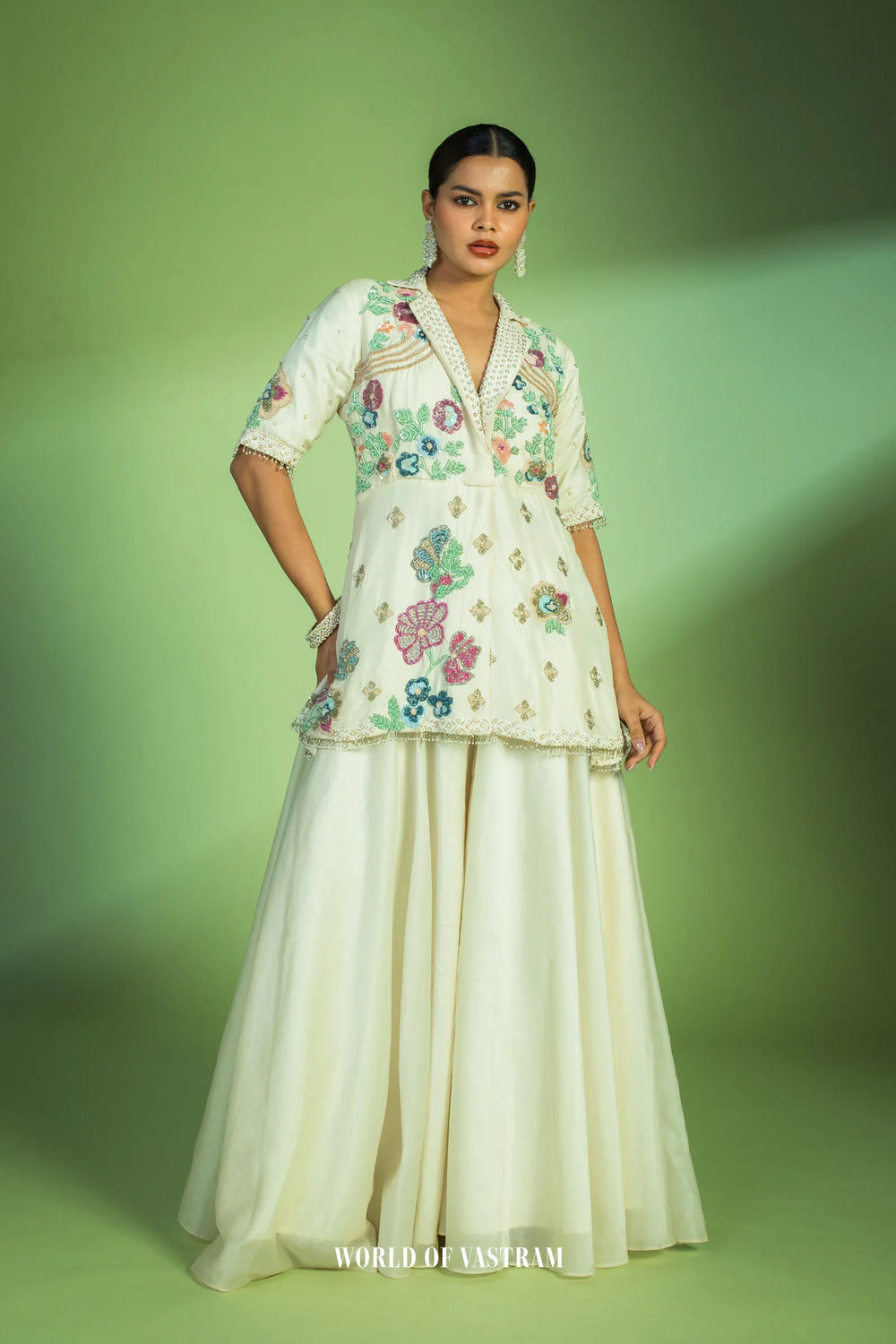 Cream Blazer peplum style dress