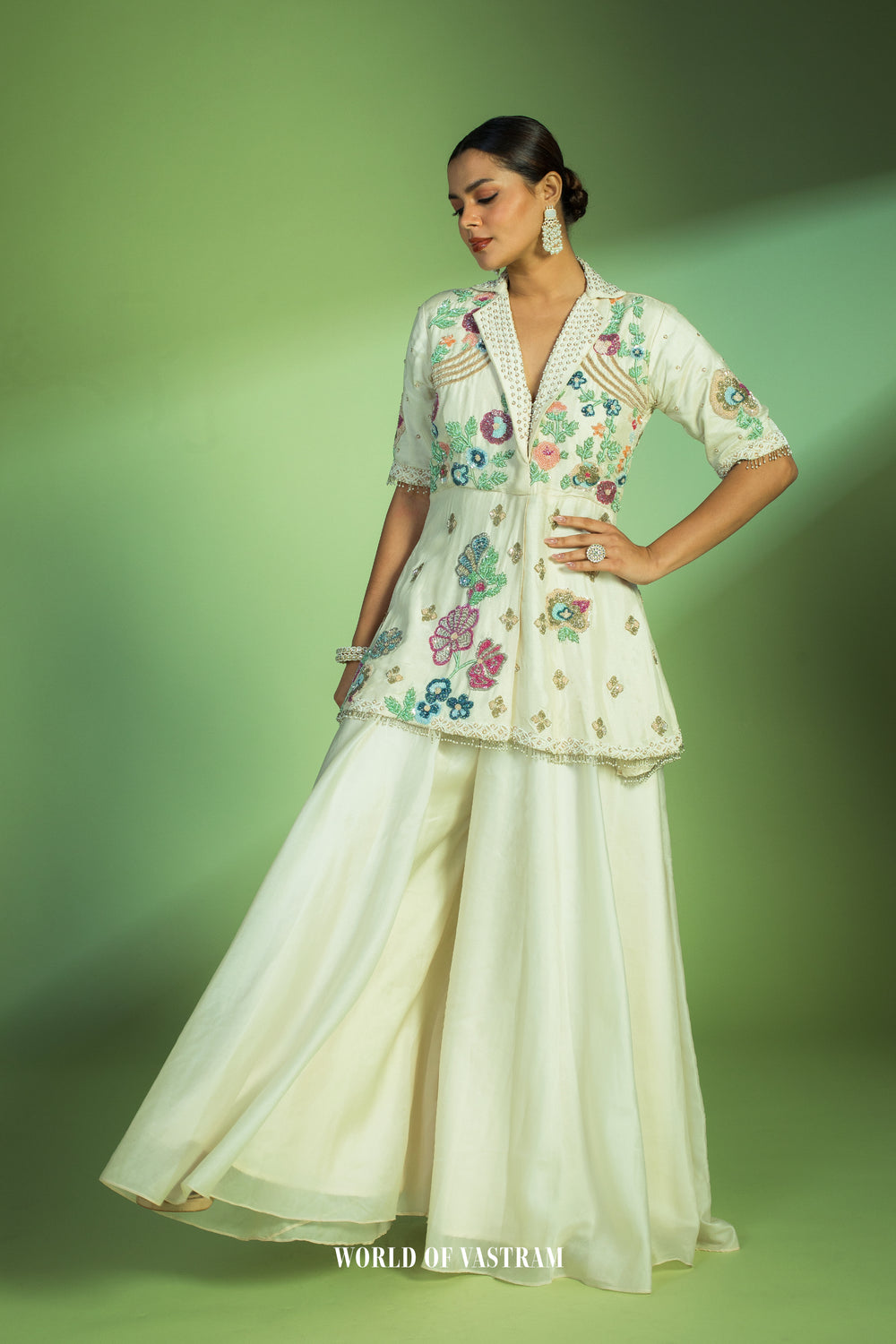 Cream Blazer peplum style dress