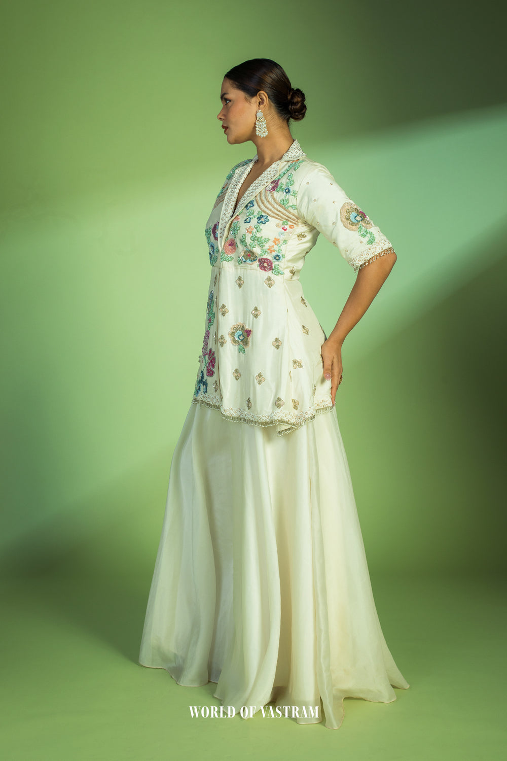 Cream Blazer peplum style dress