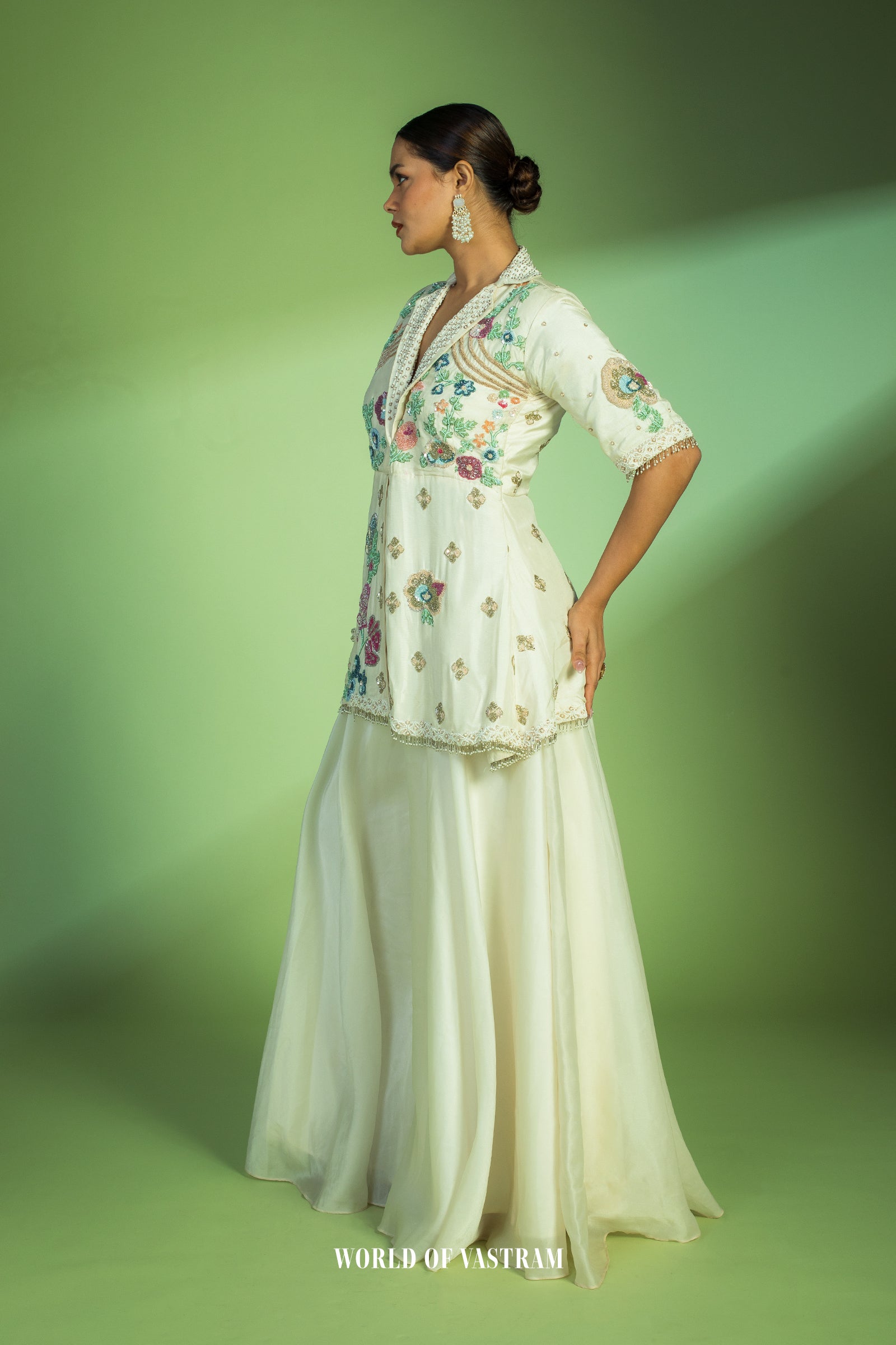 Cream Blazer peplum style dress