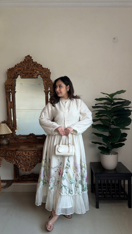 Shreya Sharma Wearing White blooming  Long dress