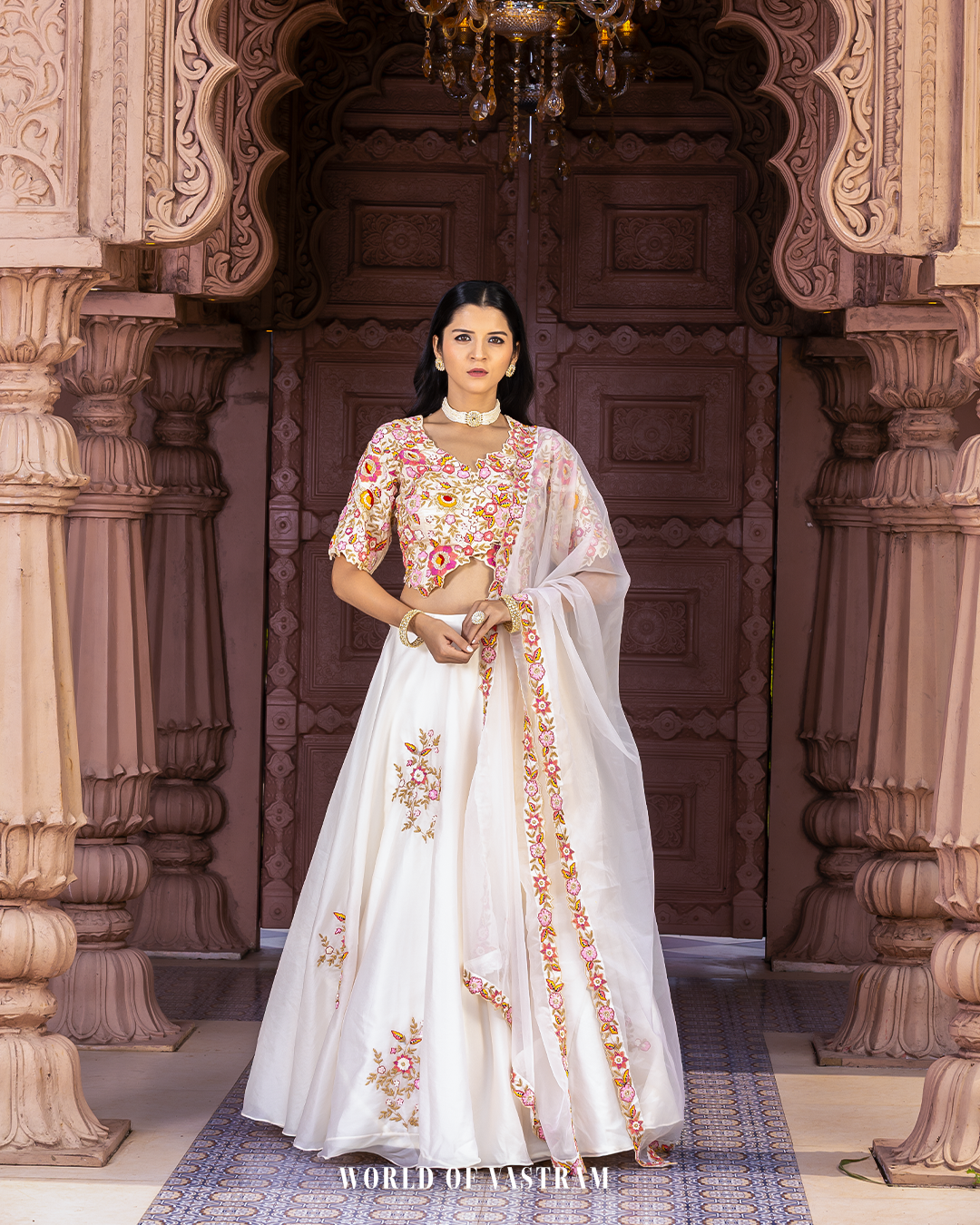 White Flared Lehenga Set