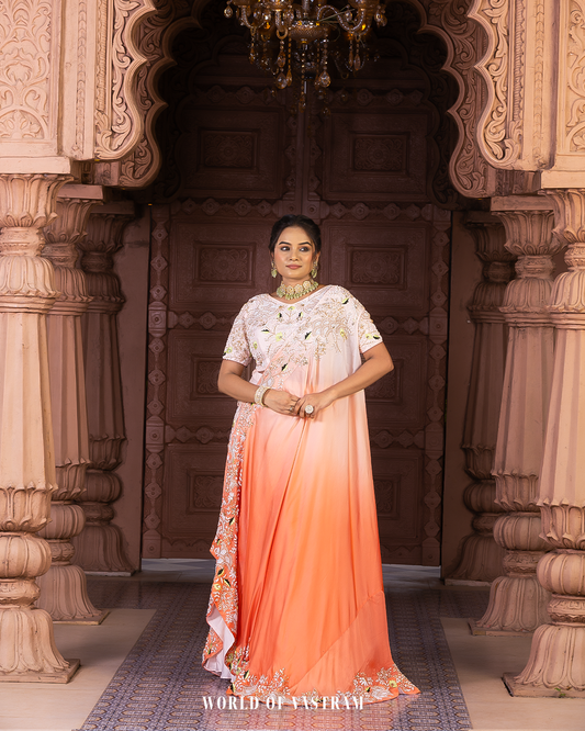 Cape style Ombre Lehenga