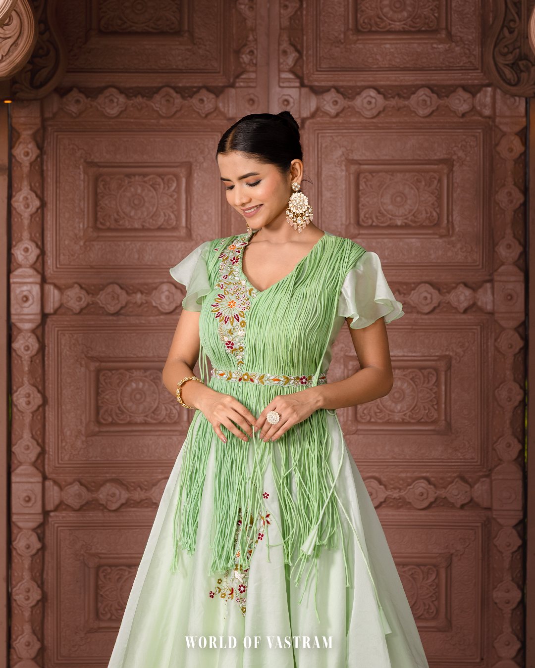 Mint Green Indo Western Lehenga