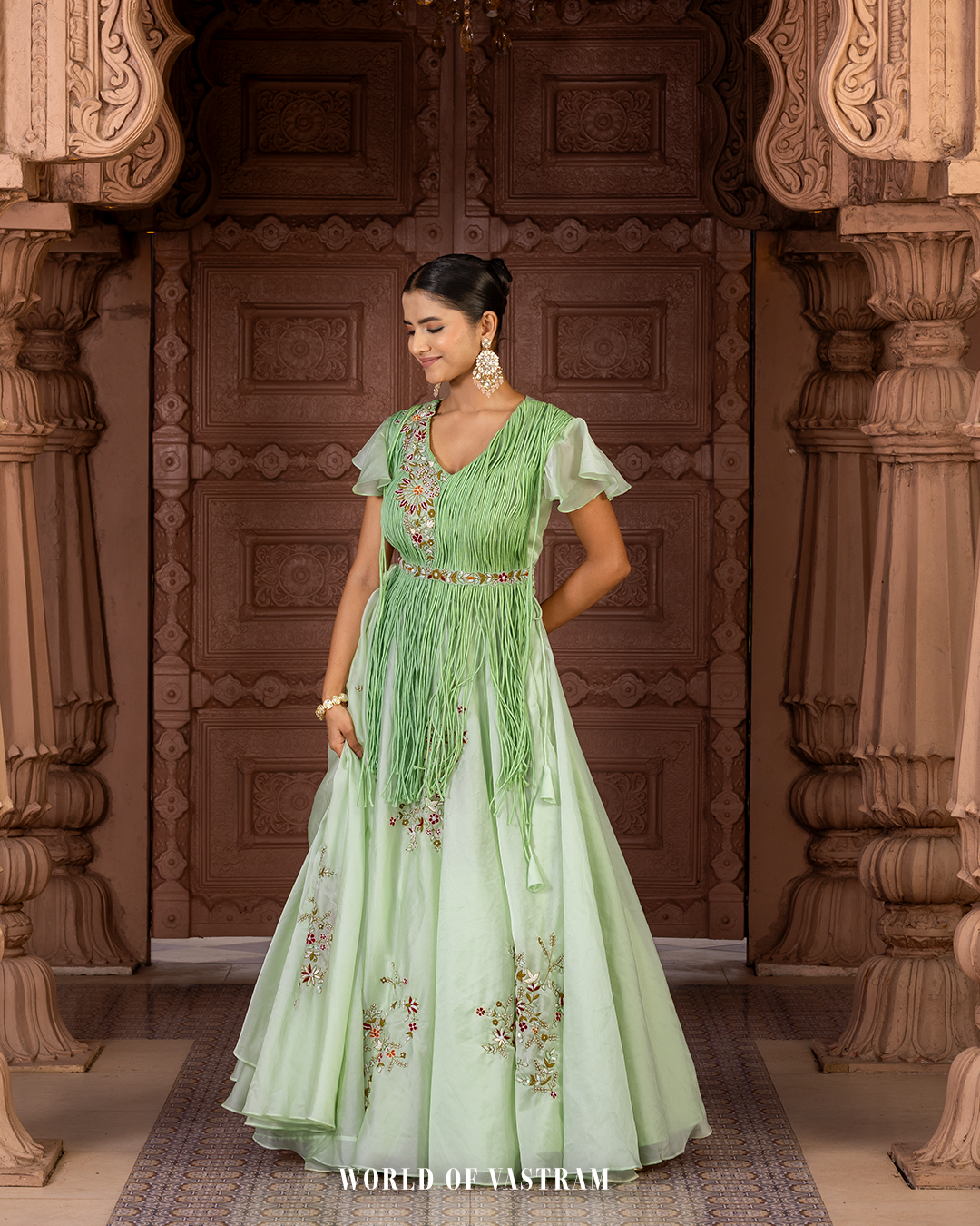 Mint Green Indo Western Lehenga