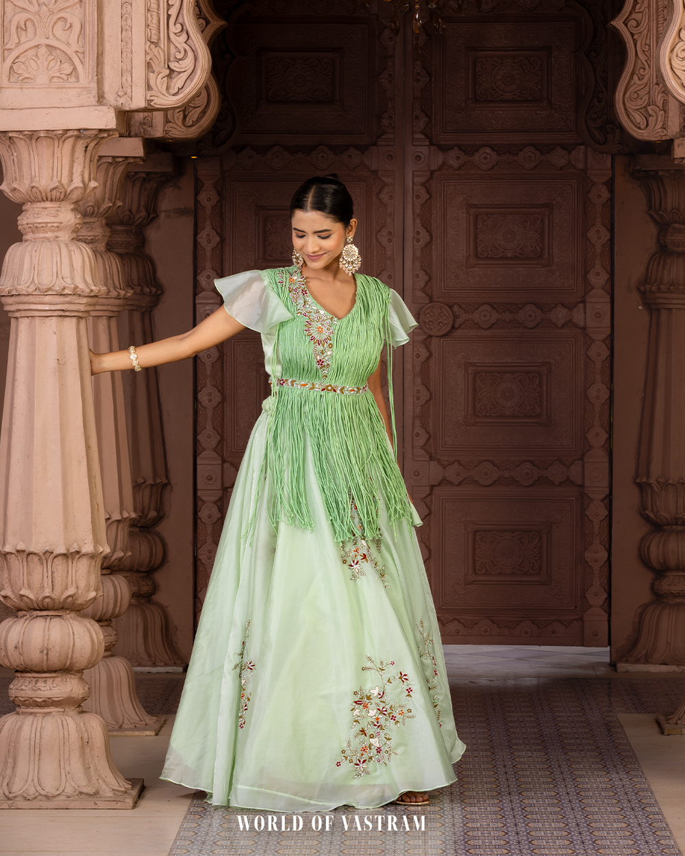 Mint Green Indo Western Lehenga
