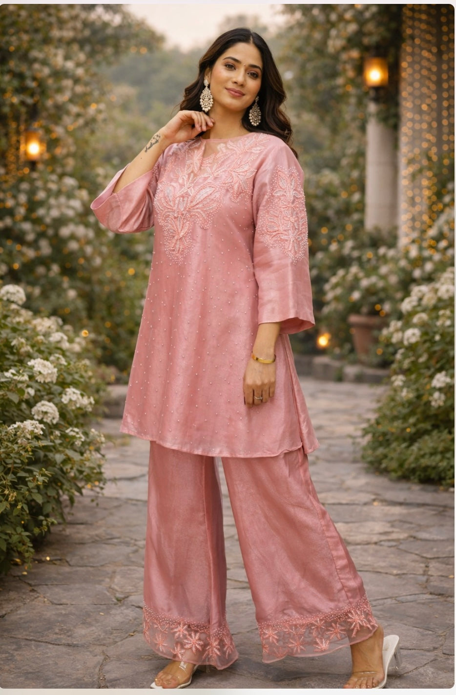 Blush Pink Hand-Embroidered Co-ord Set 🌸