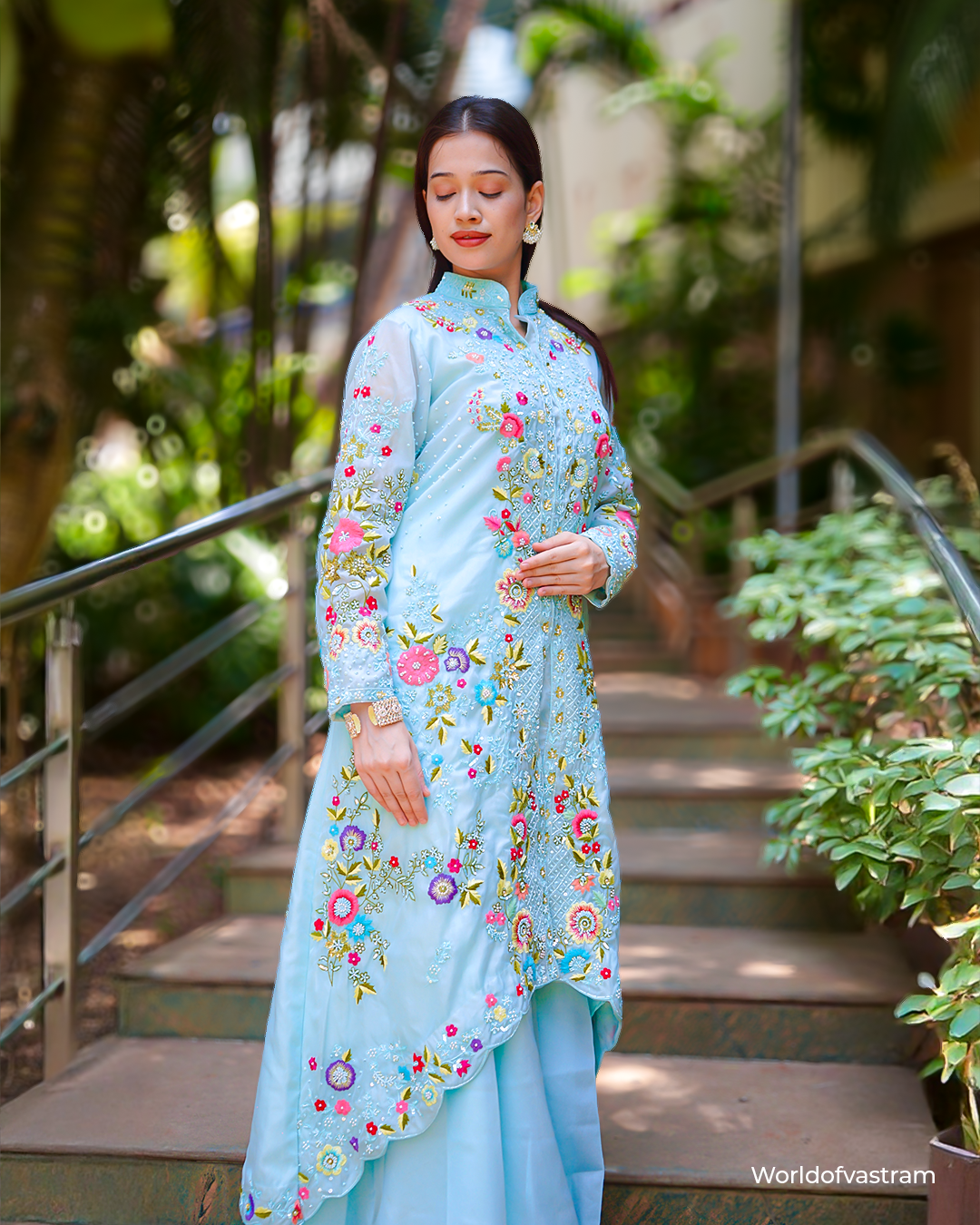 Artic Blue full heavy anarkali + skirt