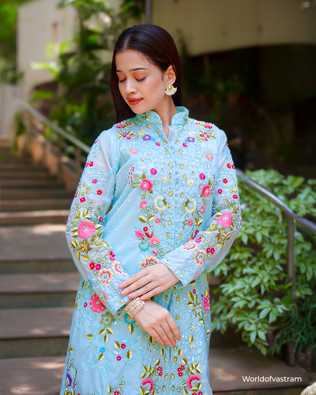 Artic Blue full heavy anarkali + skirt