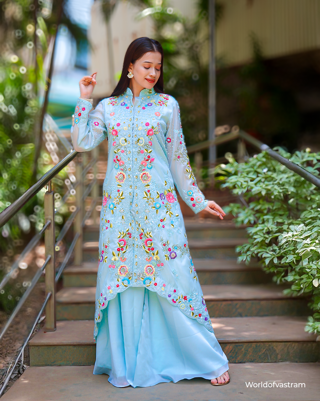 Artic Blue full heavy anarkali + skirt
